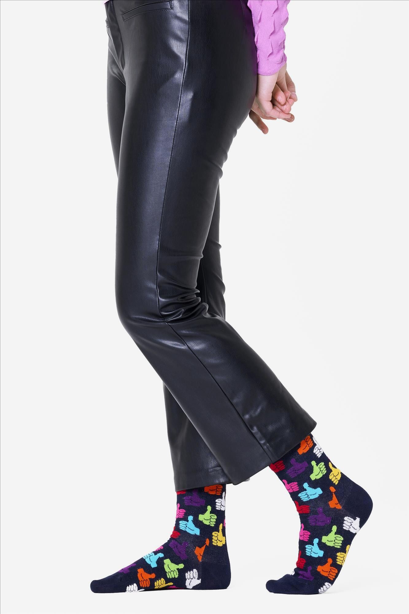 Happy Socks - Donkerblauw-multicolor Thumbs Up Sokken, maat 36-40