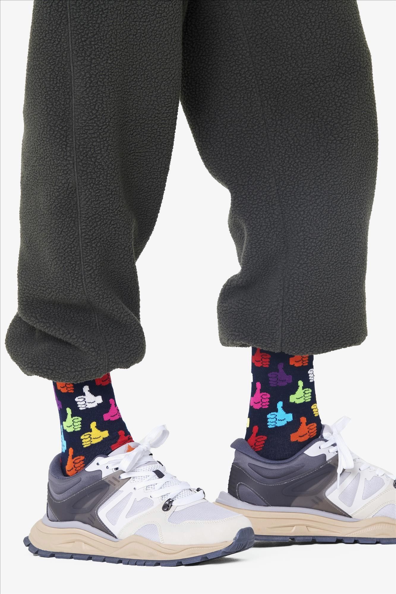 Happy Socks - Donkerblauw-multicolor Thumbs Up Sokken, maat 36-40