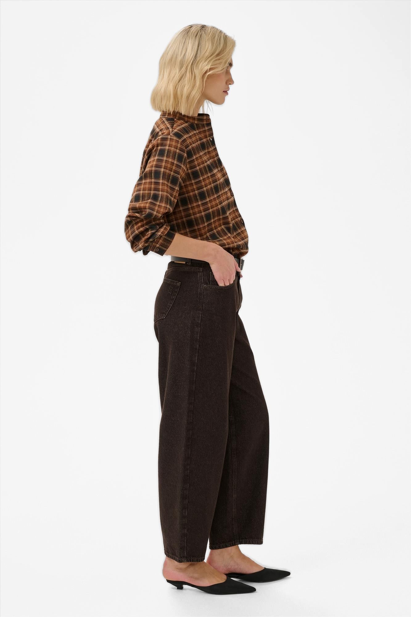 My Essential Wardrobe - Donkerbruine Lance barrel jeans