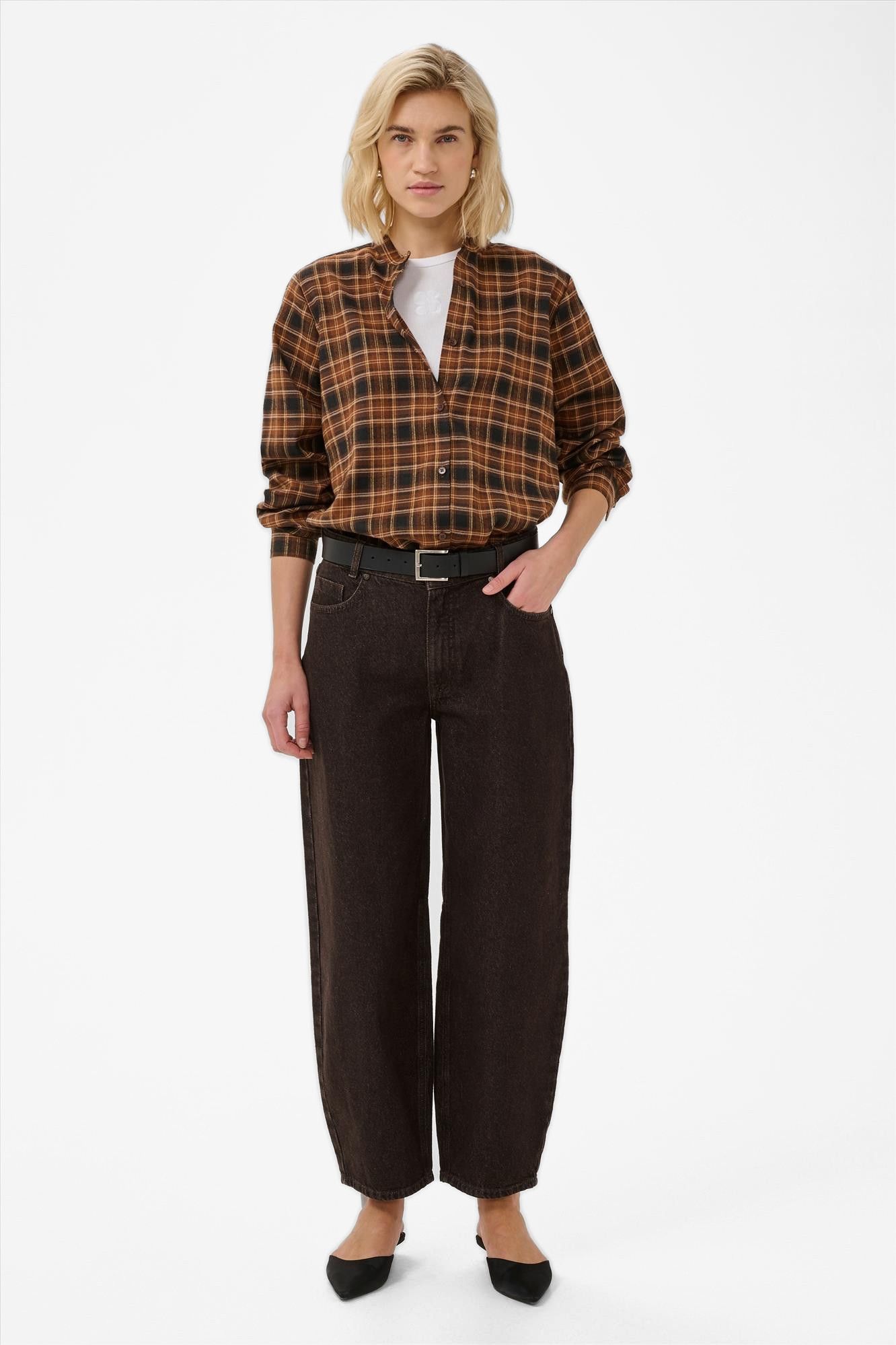 My Essential Wardrobe - Donkerbruine Lance barrel jeans