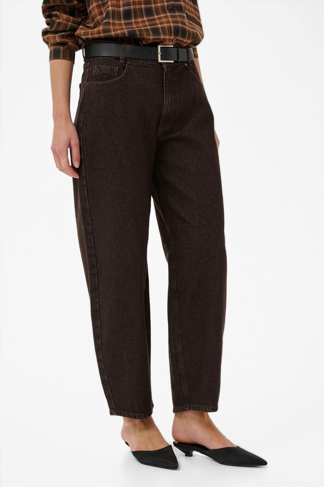 My Essential Wardrobe - Donkerbruine Lance barrel jeans