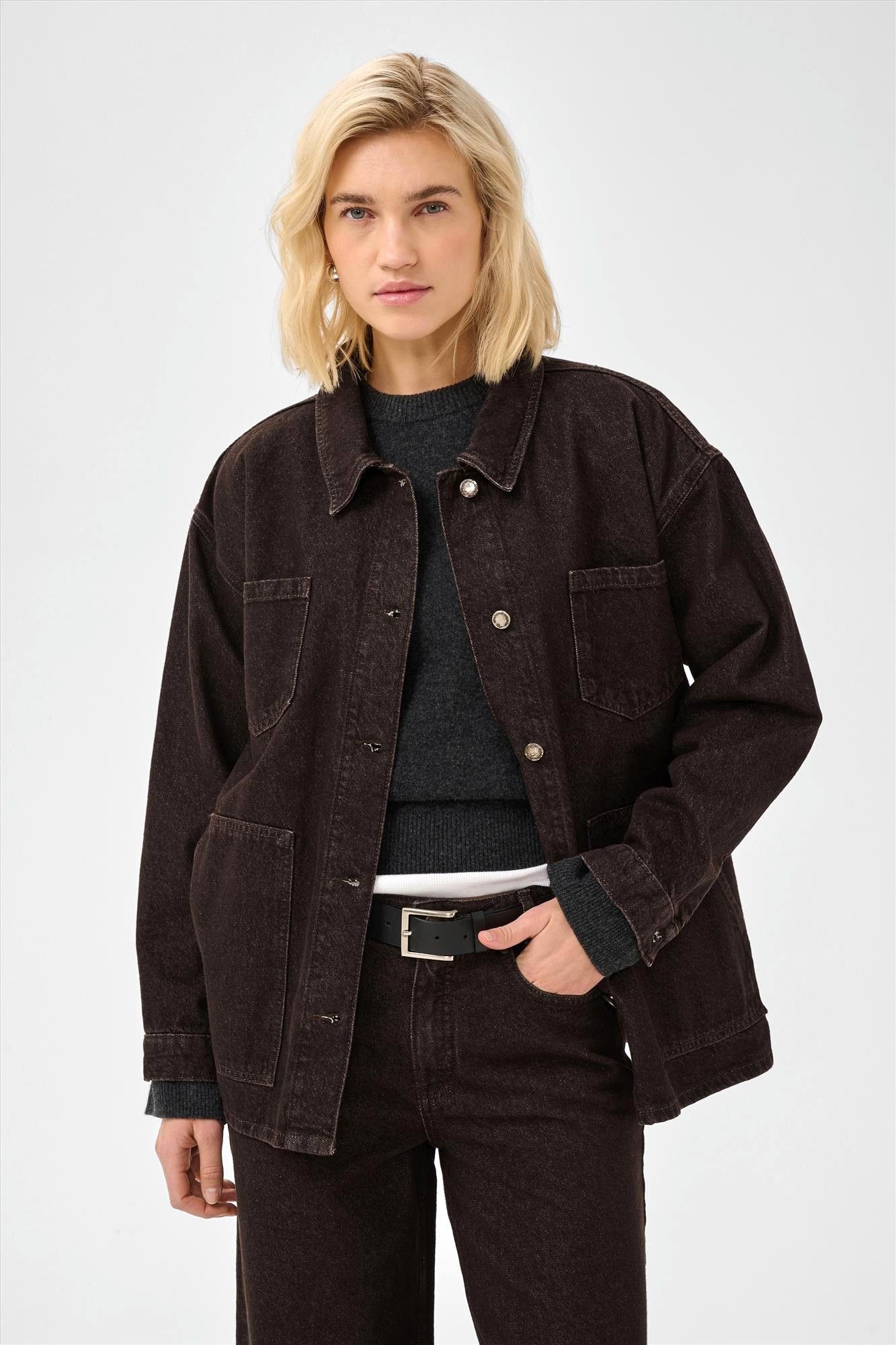 My Essential Wardrobe - Donkerbruine Uma Denim jas