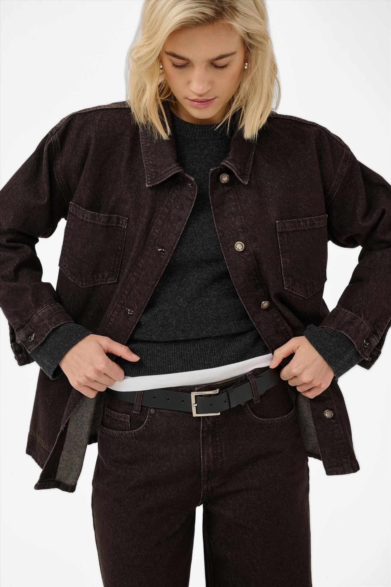 My Essential Wardrobe - Donkerbruine Uma Denim jas
