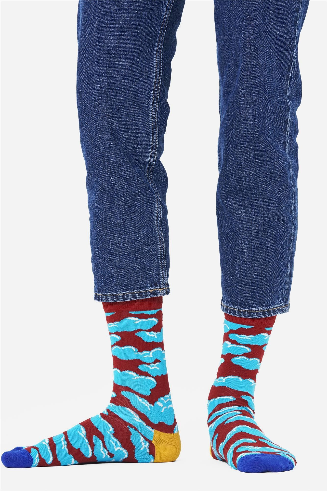 Happy Socks - Bordeaux Under The Clouds sokken, maat: 36-40