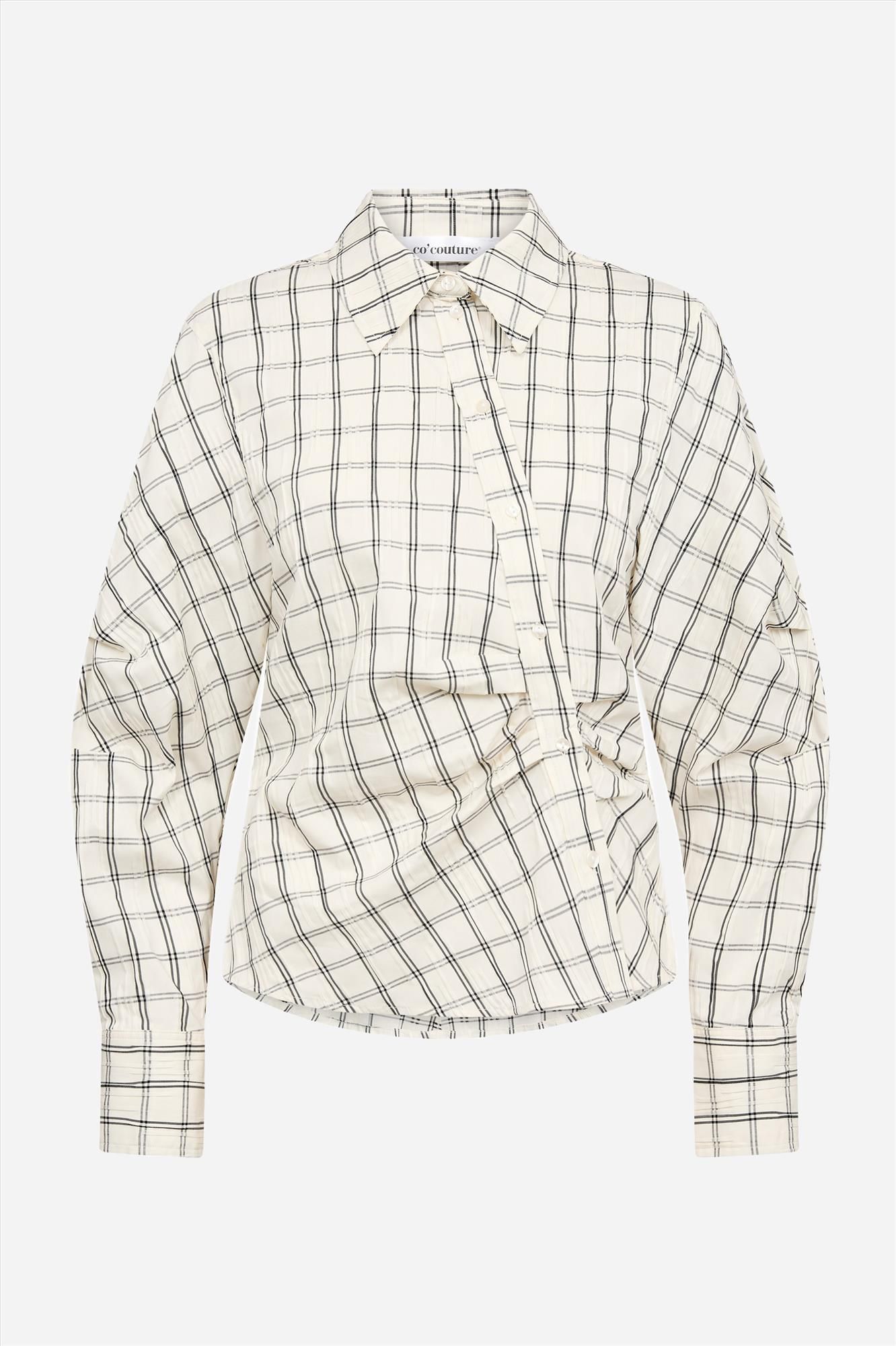 CO'COUTURE - Ecru Biso Asym Check blouse
