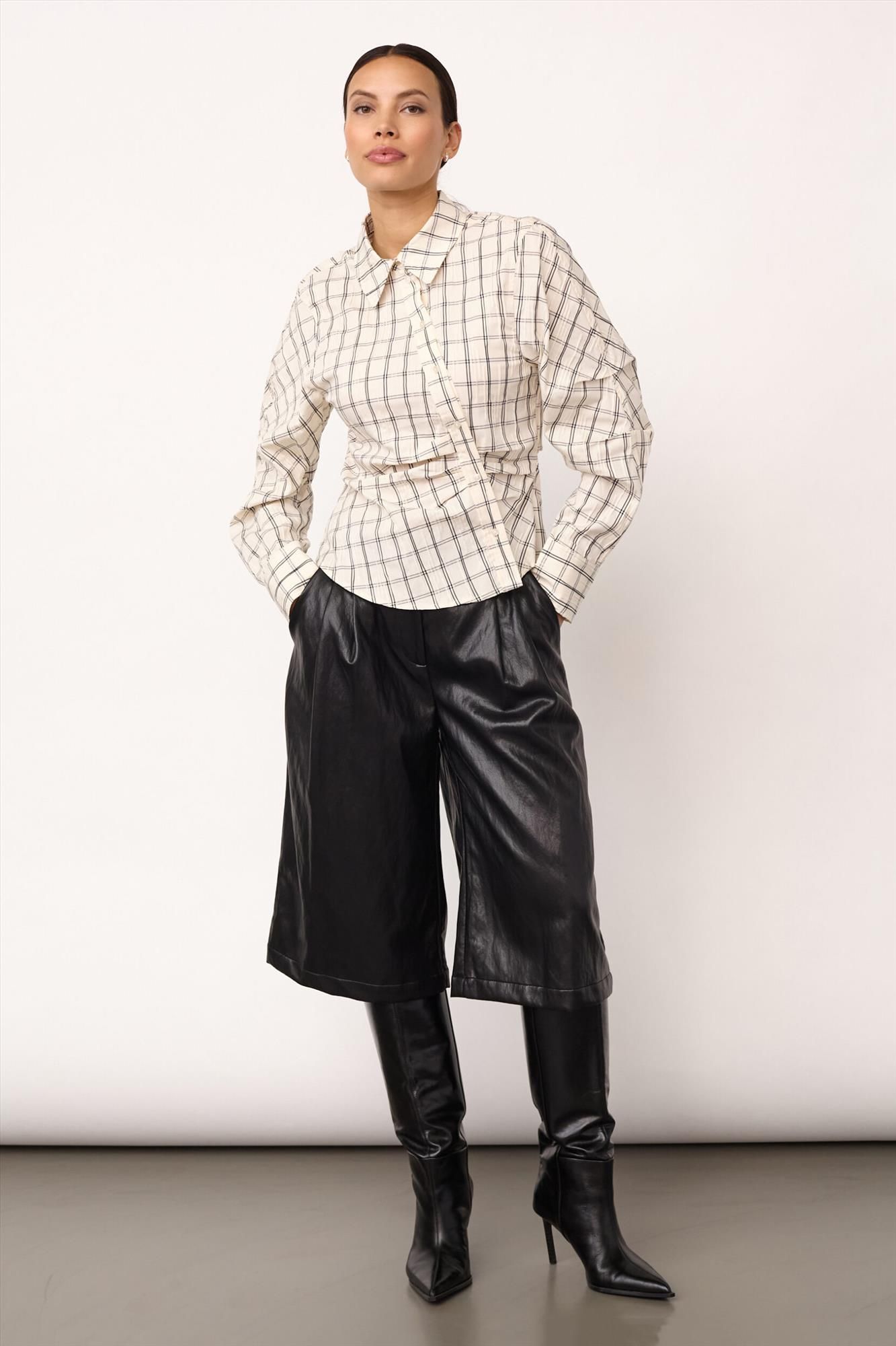 CO'COUTURE - Ecru Biso Asym Check blouse