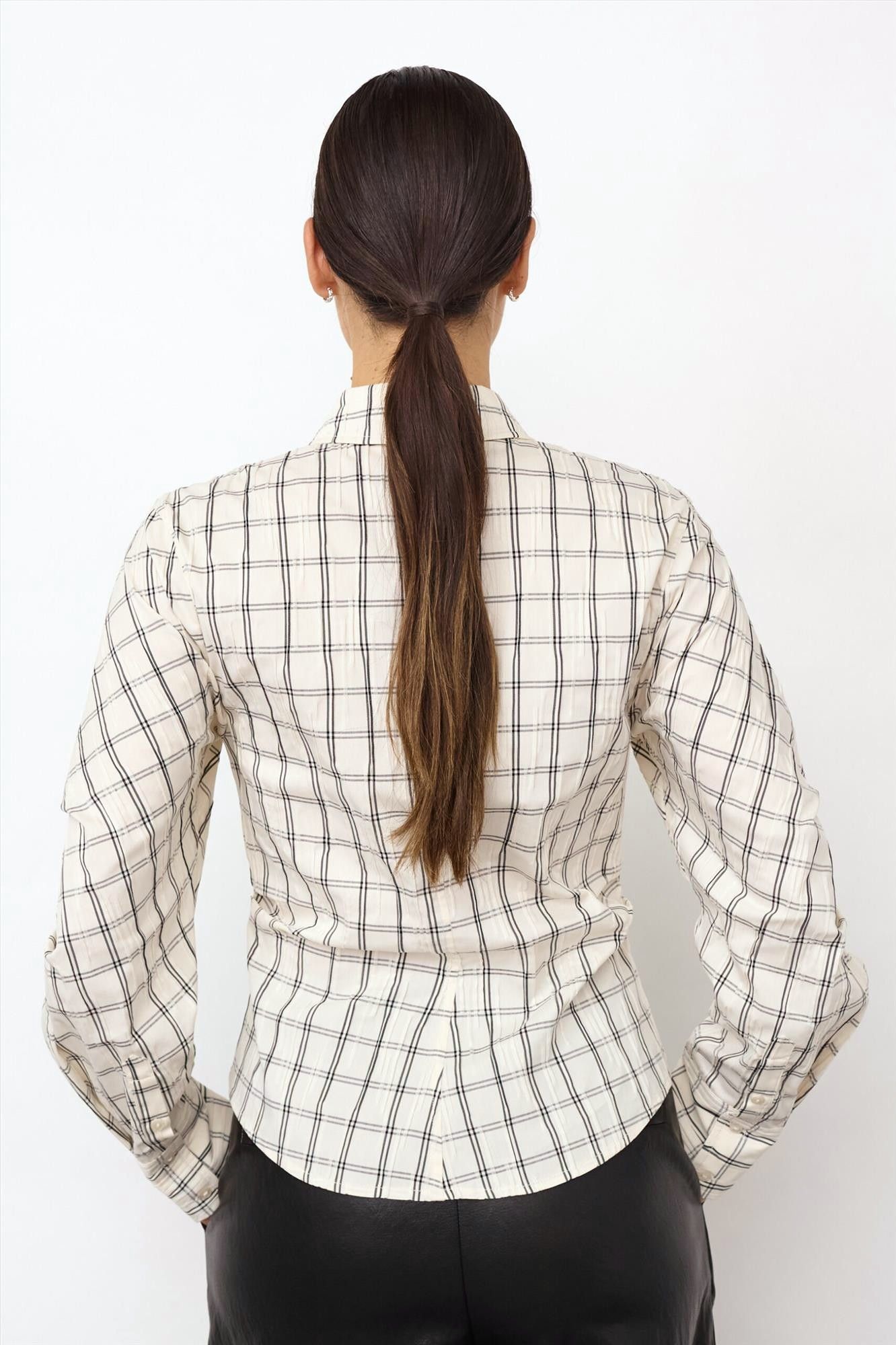 CO'COUTURE - Ecru Biso Asym Check blouse