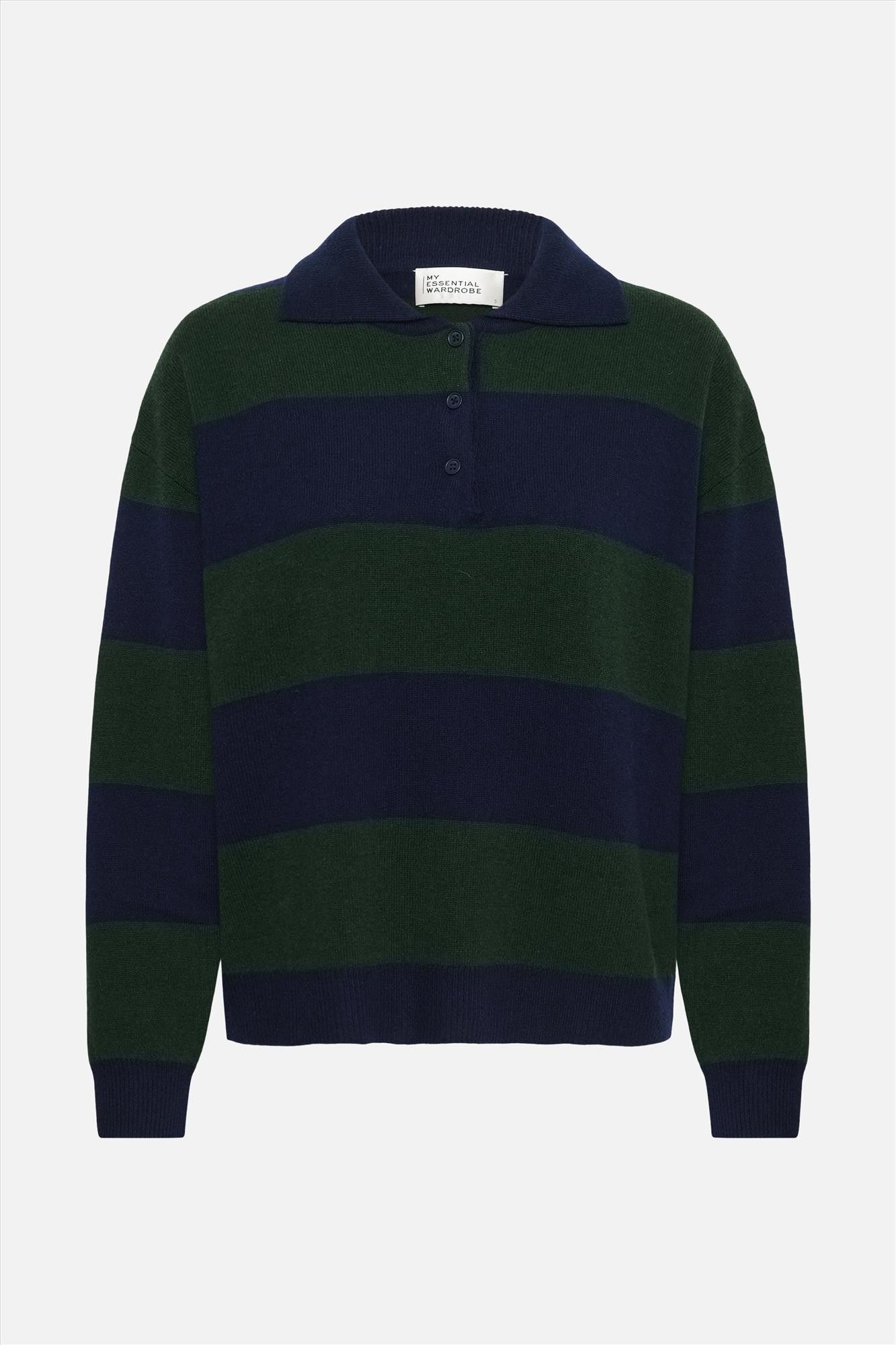 My Essential Wardrobe - Donkerblauw-Donkergroene Jola polotrui