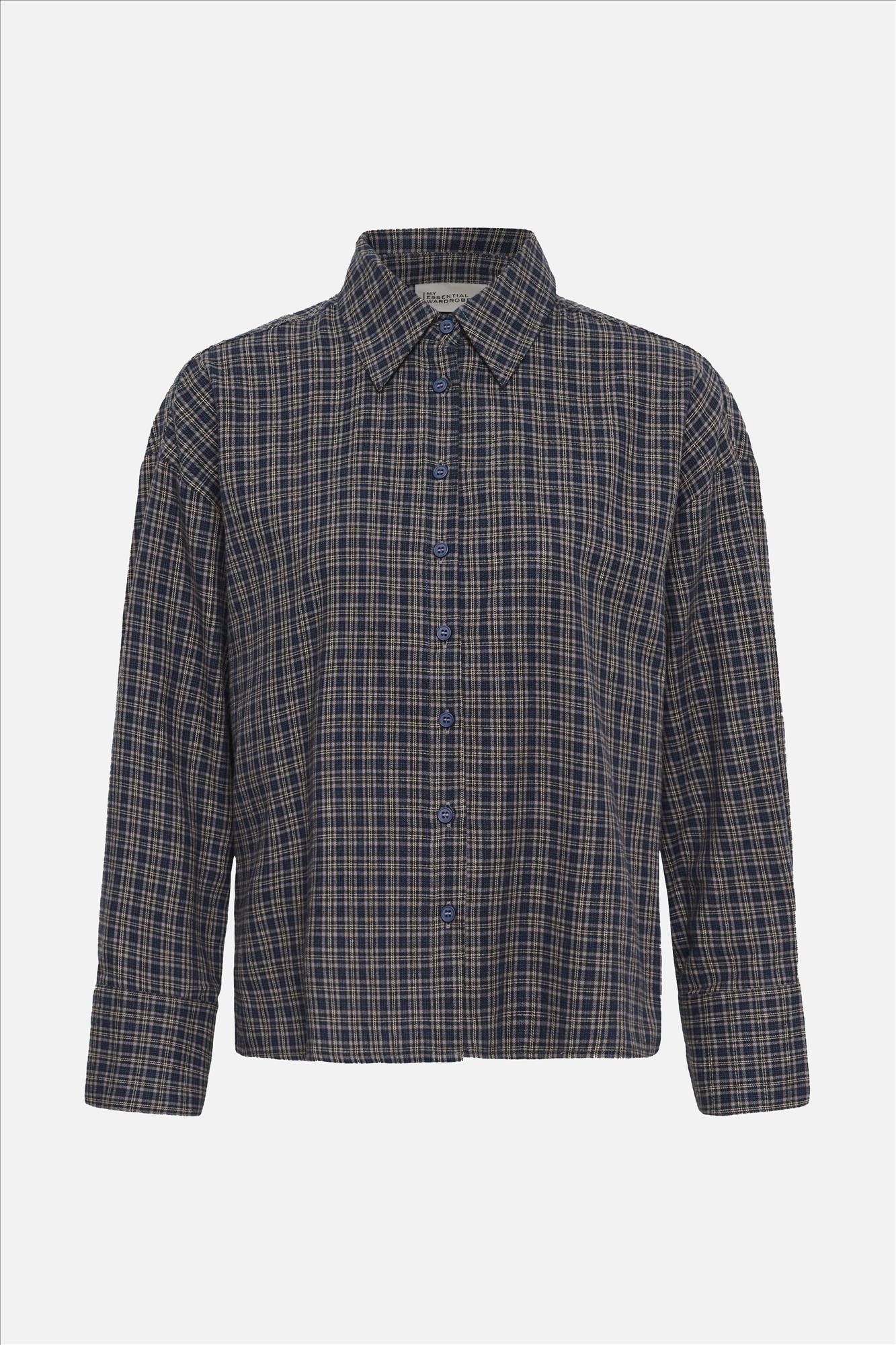 My Essential Wardrobe - Donkerblauwe Lennie Boxy Check blouse