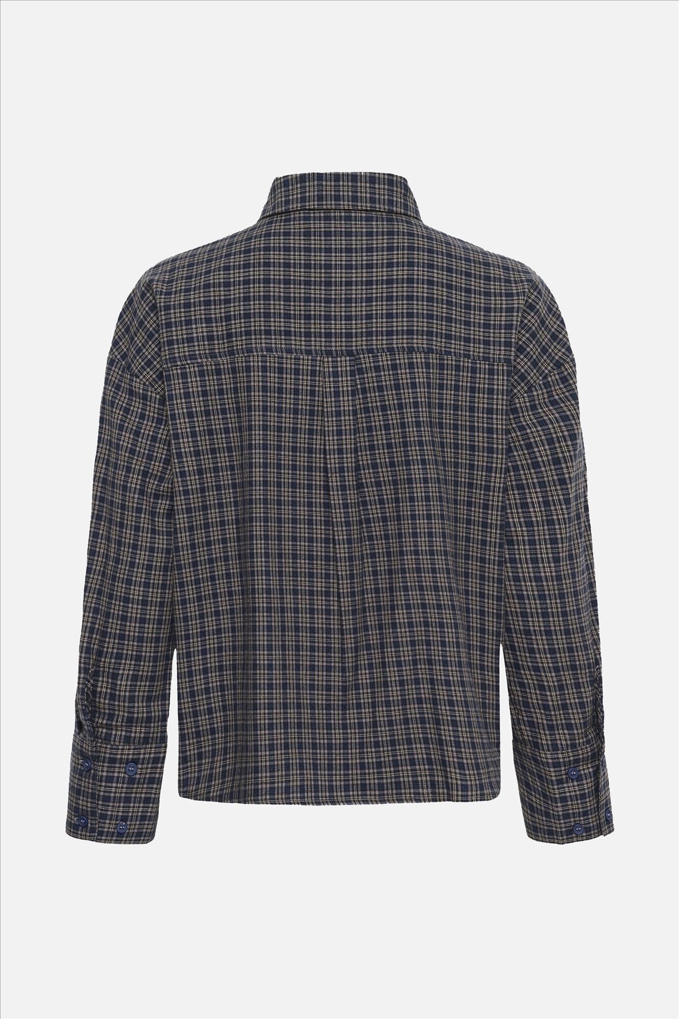 My Essential Wardrobe - Donkerblauwe Lennie Boxy Check blouse