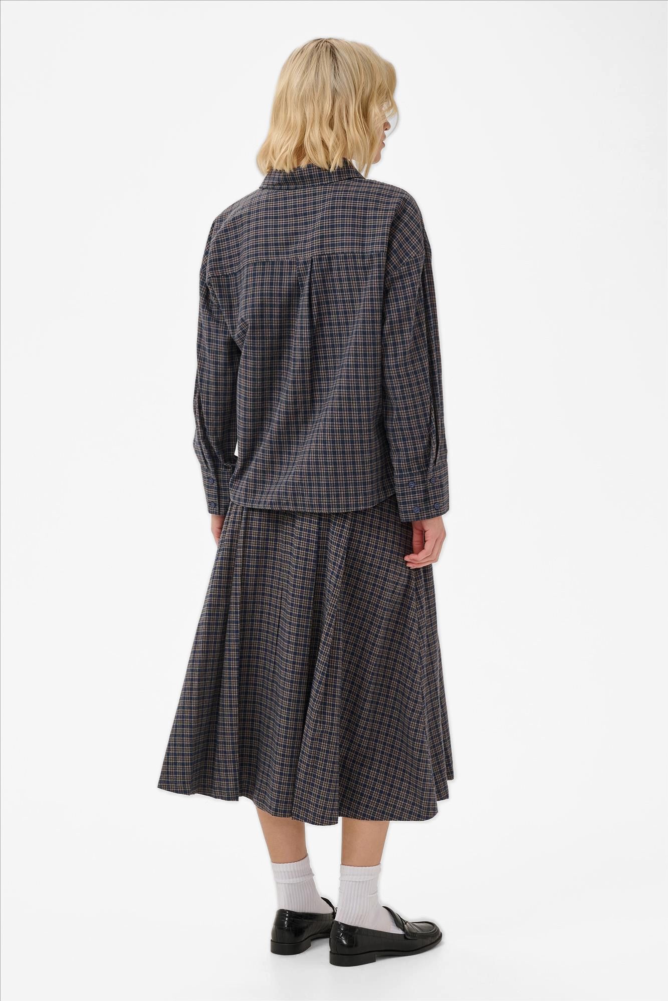 My Essential Wardrobe - Donkerblauwe Lennie Boxy Check blouse