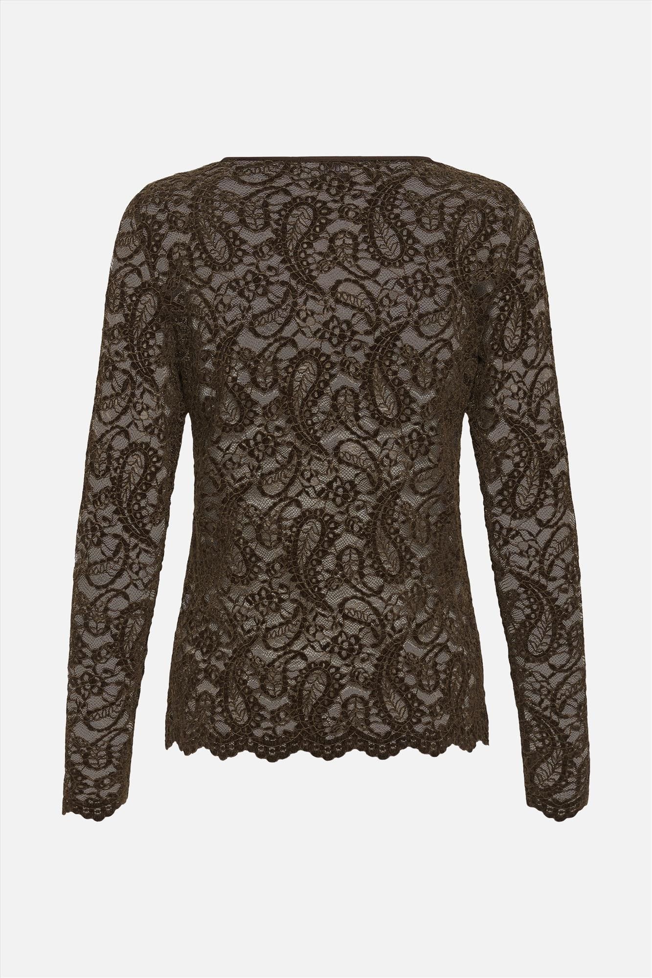 My Essential Wardrobe - Donkerbruine Salvi Lace longsleeve