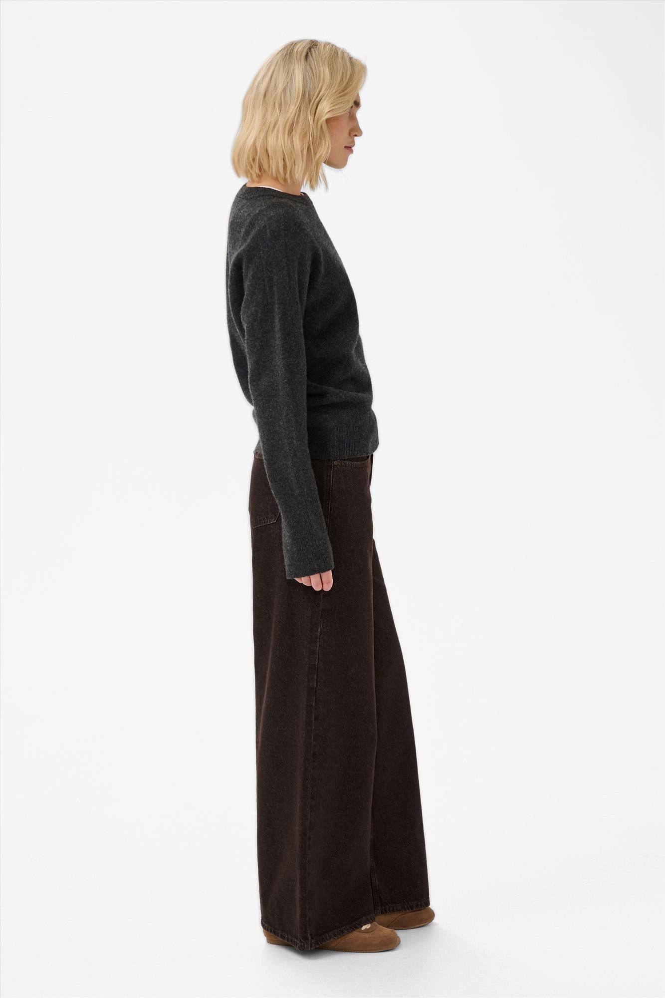 My Essential Wardrobe - Donkerbruine Ava wide jeans
