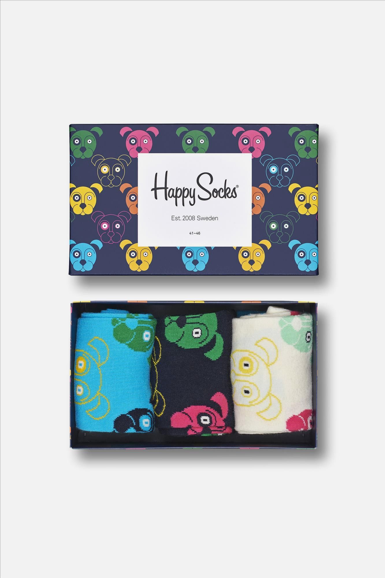 Happy Socks - Multicolour 3-Pack Mixed Dog sokken, maat: 41-46