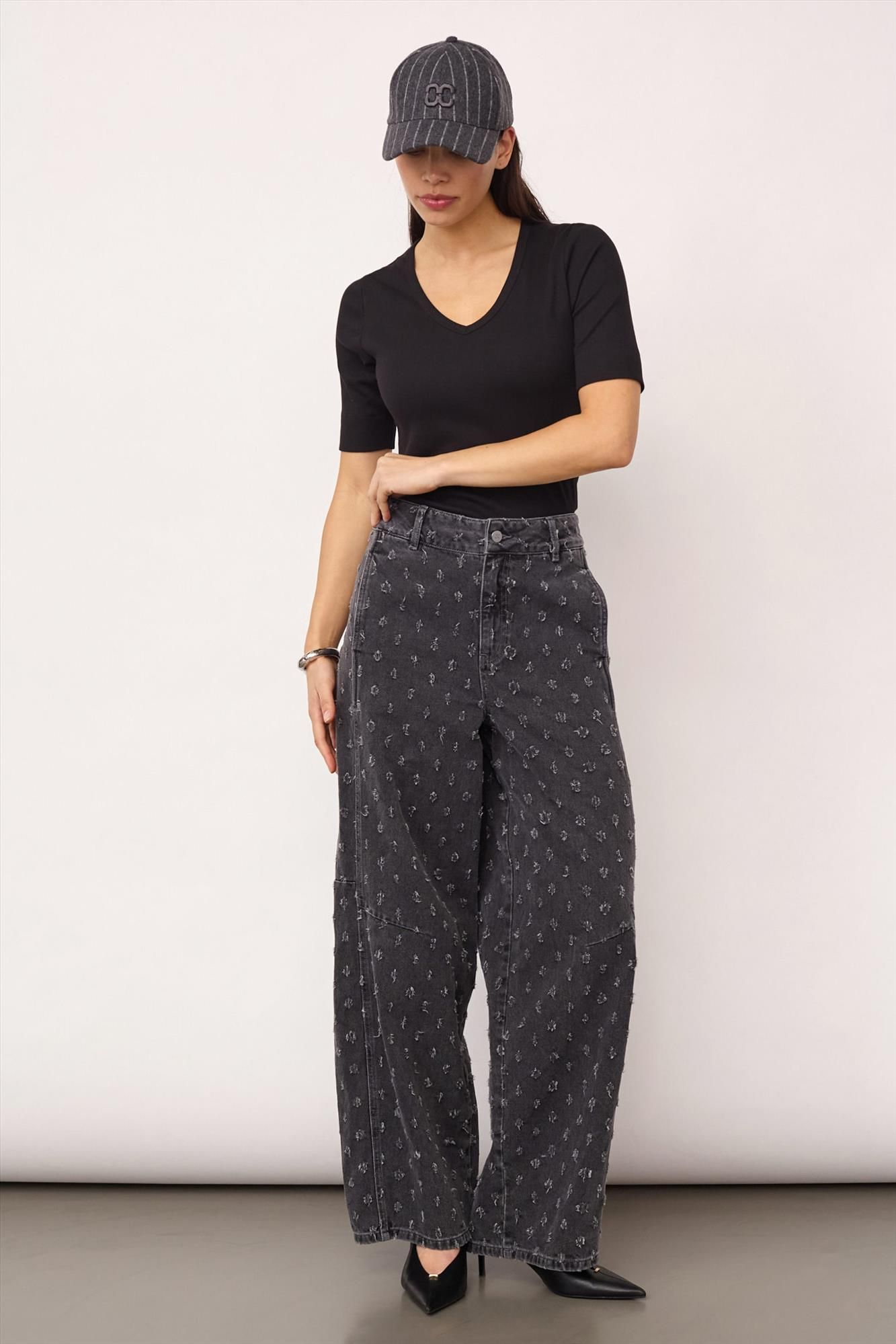 CO'COUTURE - Donkergrijze Derri Dot jeans