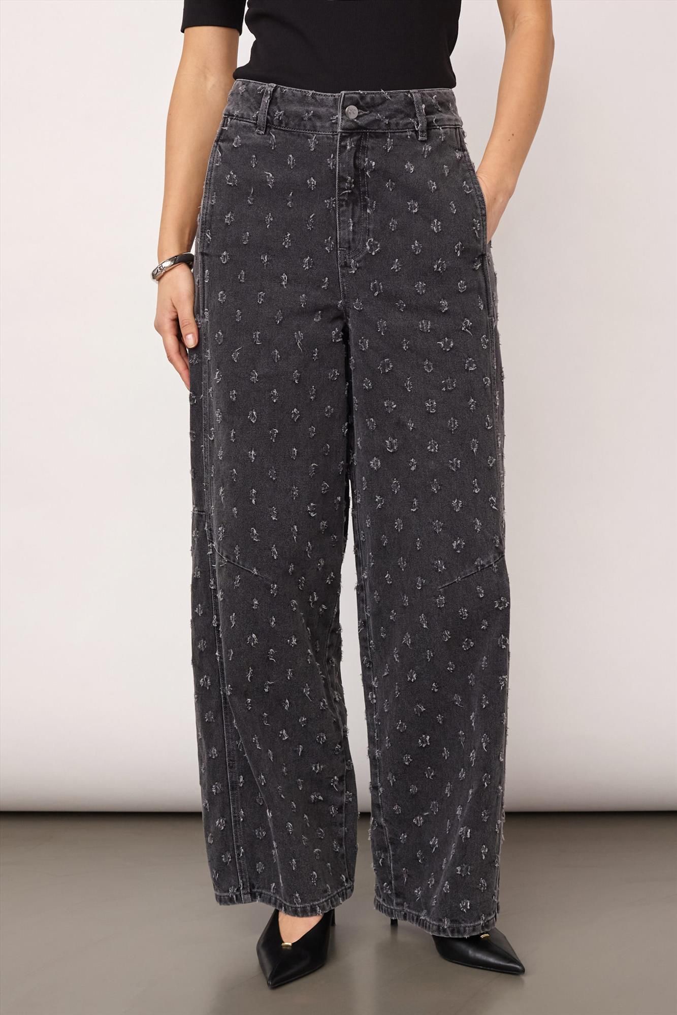 CO'COUTURE - Donkergrijze Derri Dot jeans