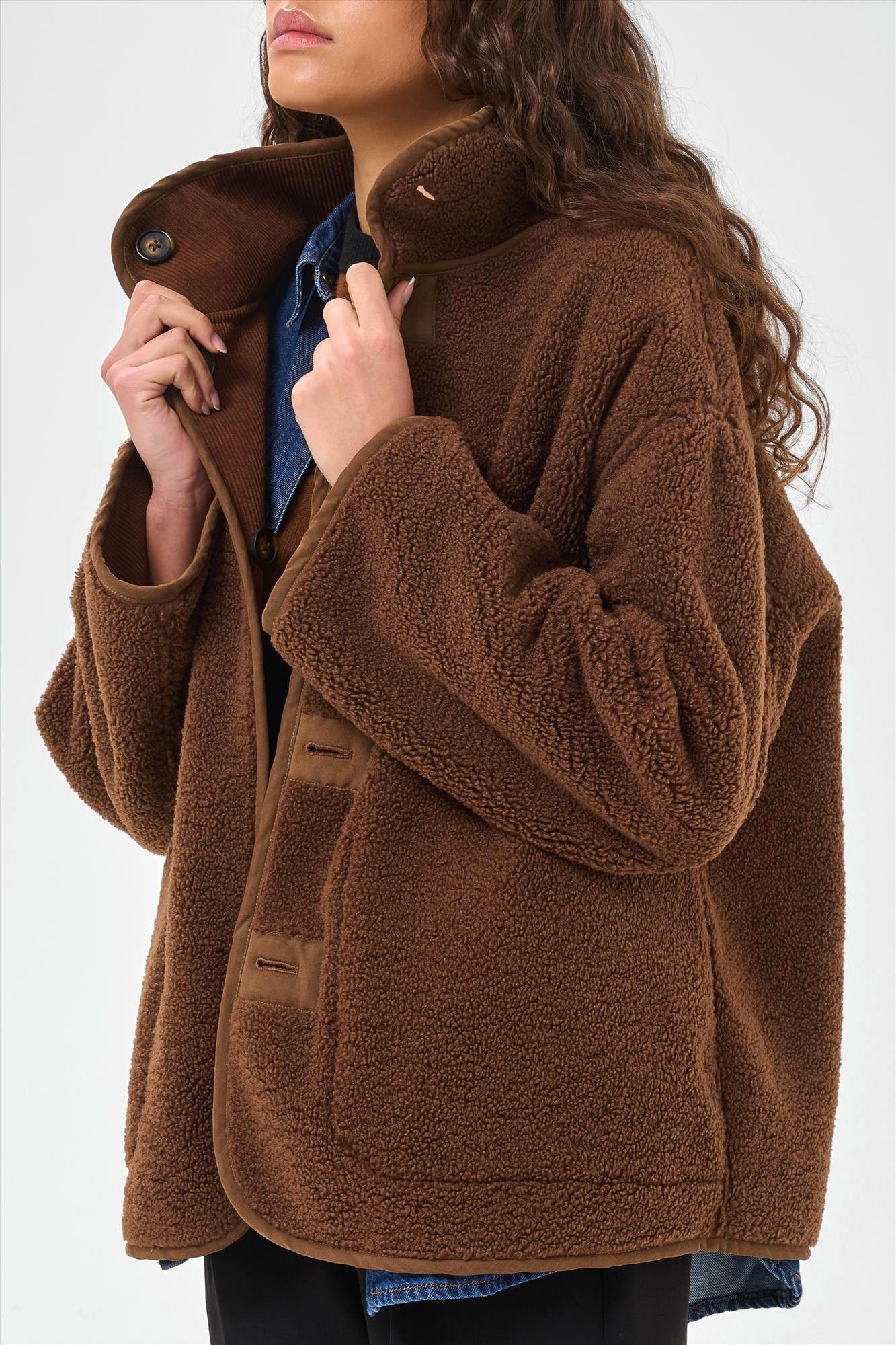 My Essential Wardrobe - Donkerbruine Funa Reversible jas