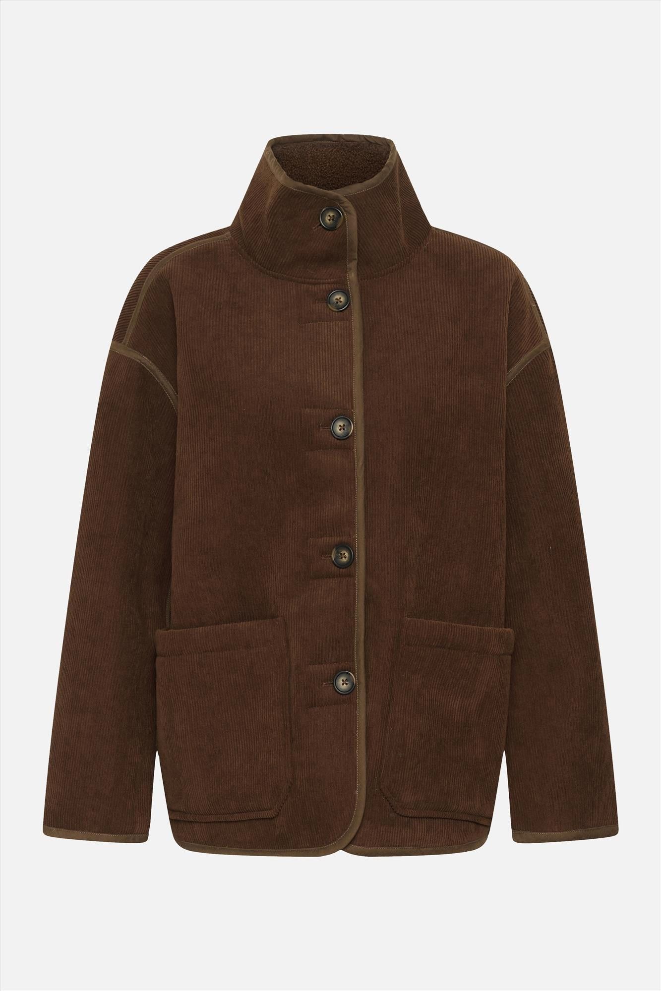 My Essential Wardrobe - Donkerbruine Funa Reversible jas