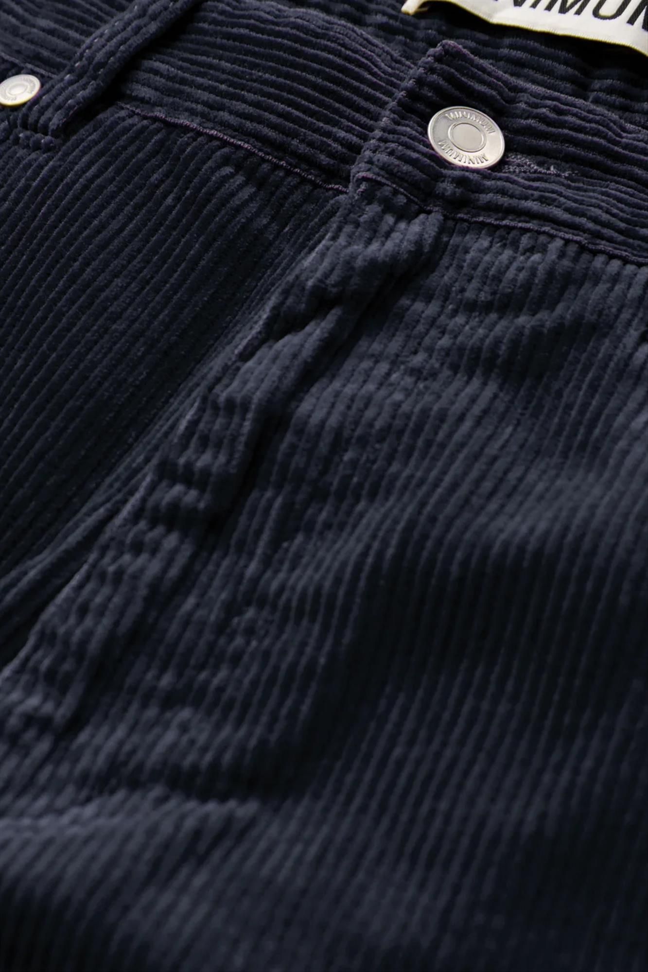 Minimum - Donkerblauwe Ribfluwelen Regular Tapered broek