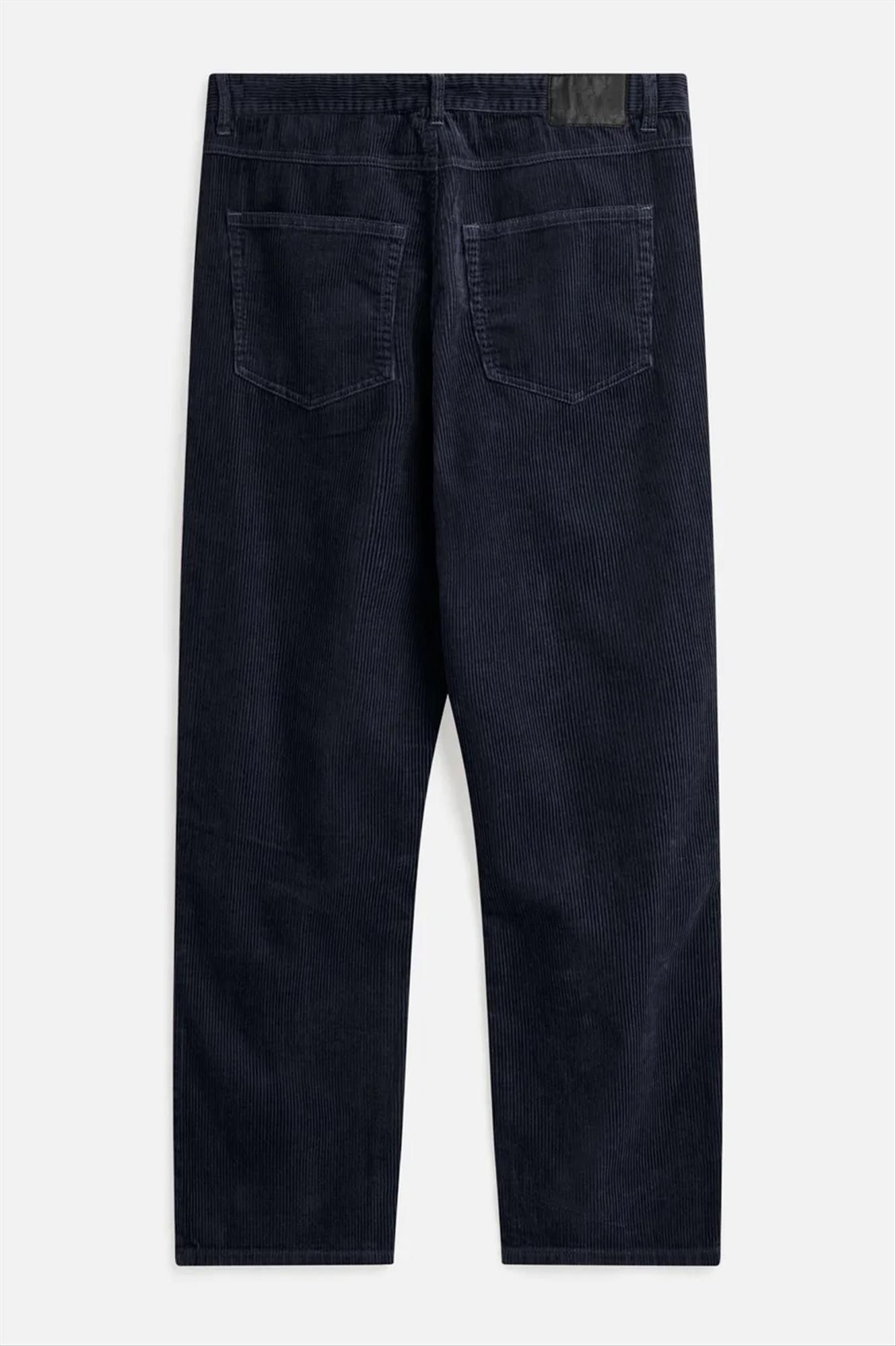 Minimum - Donkerblauwe Ribfluwelen Regular Tapered broek