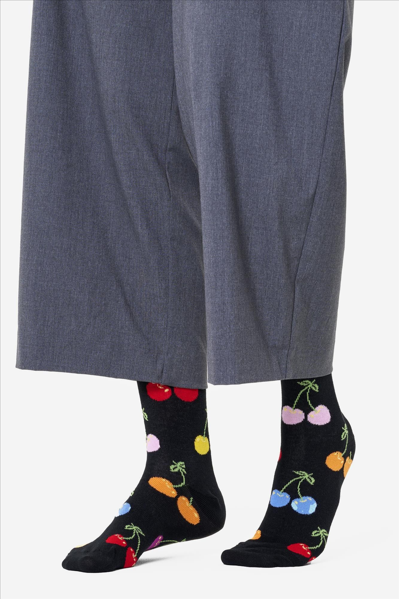 Happy Socks - Zwarte Cherry sokken, maat: 36-40