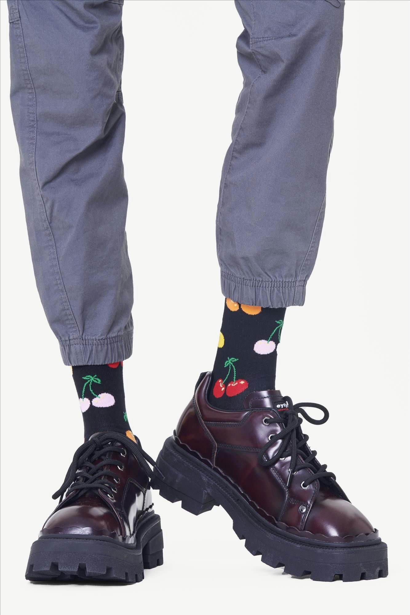Happy Socks - Zwarte Cherry sokken, maat: 36-40