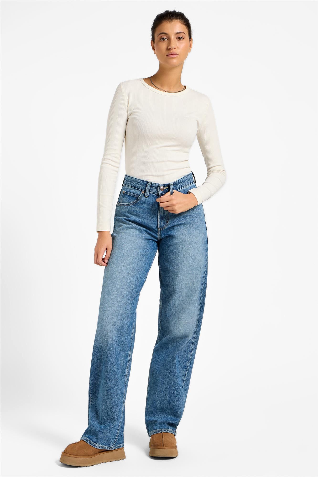 Lee - Modern Blauwe Rider loose straight jeans
