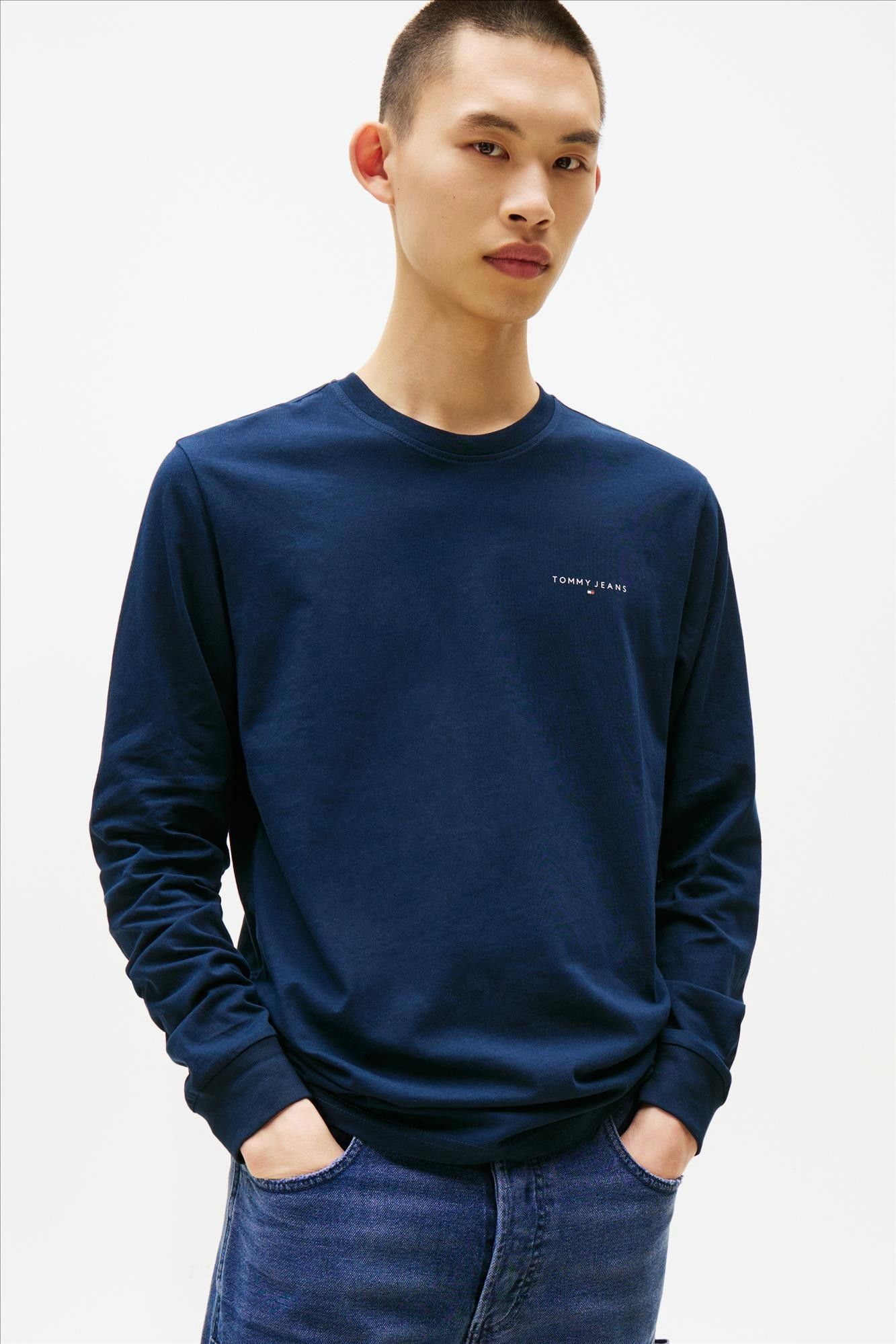 Tommy Jeans - Donkerblauwe Linear slim longsleeve