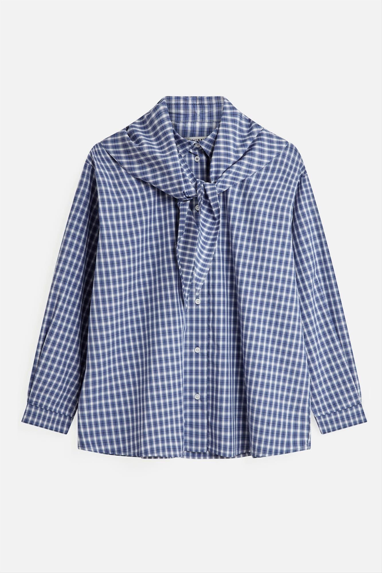 Minimum - Blauw Geruite Harper blouse