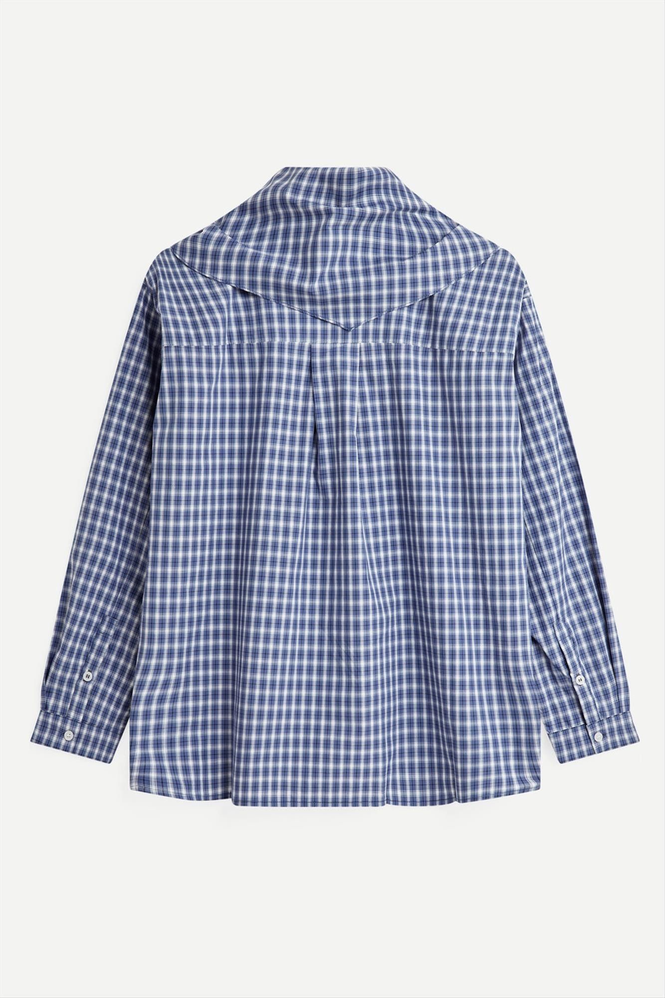 Minimum - Blauw Geruite Harper blouse