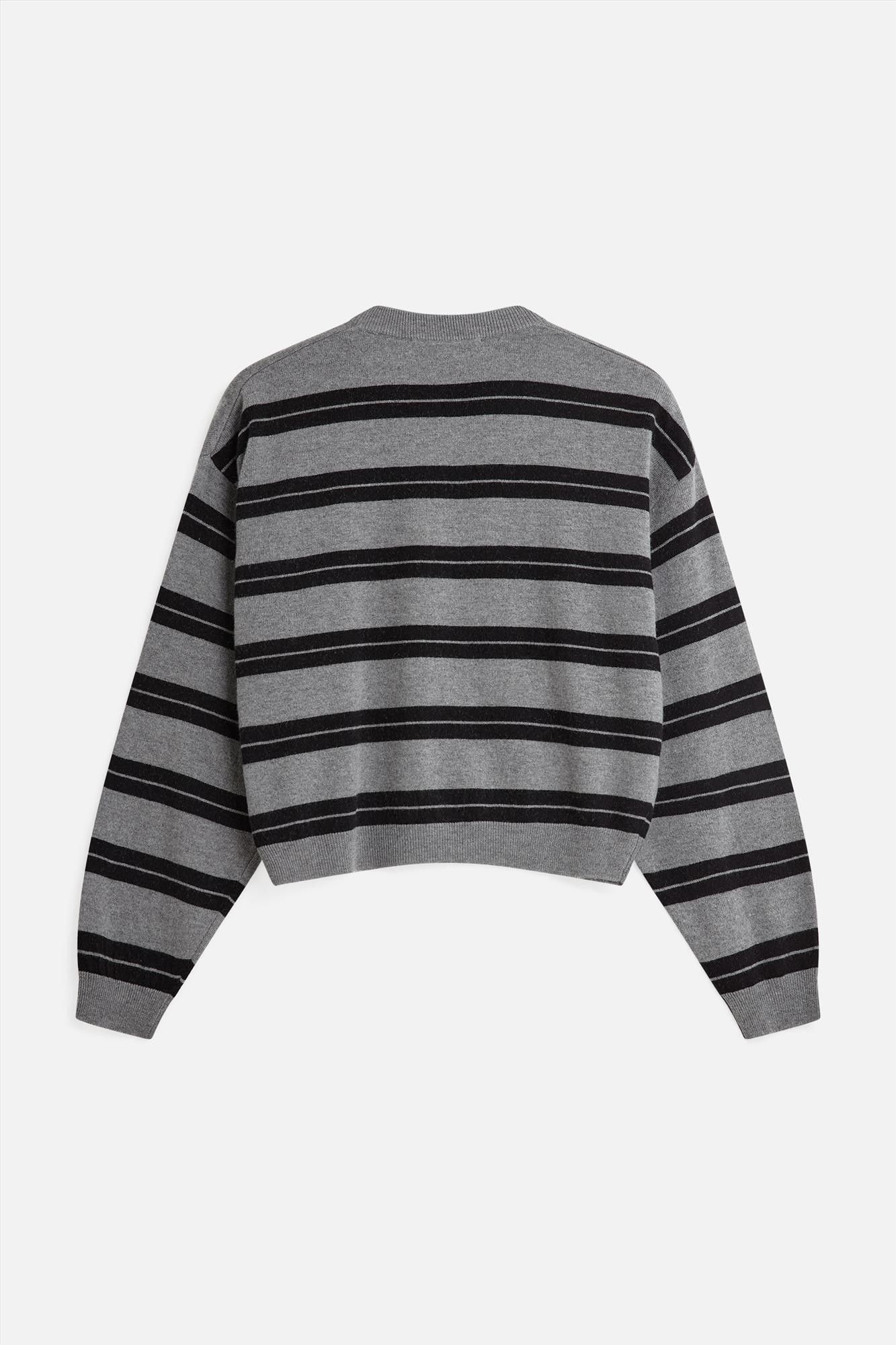 Minimum - Grijs-Zwart Gestreepte Assiana cardigan
