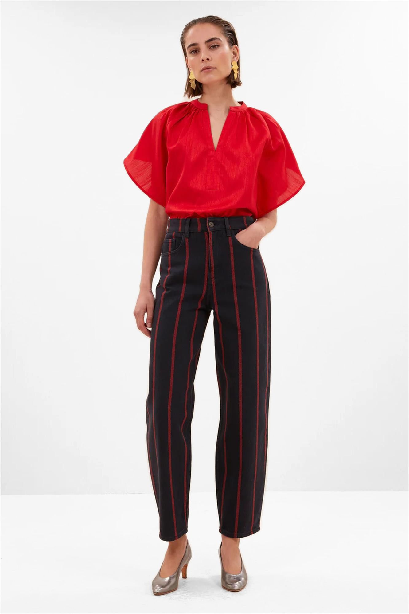 BY BAR - Zwart-Rode Lew Rocky jeans