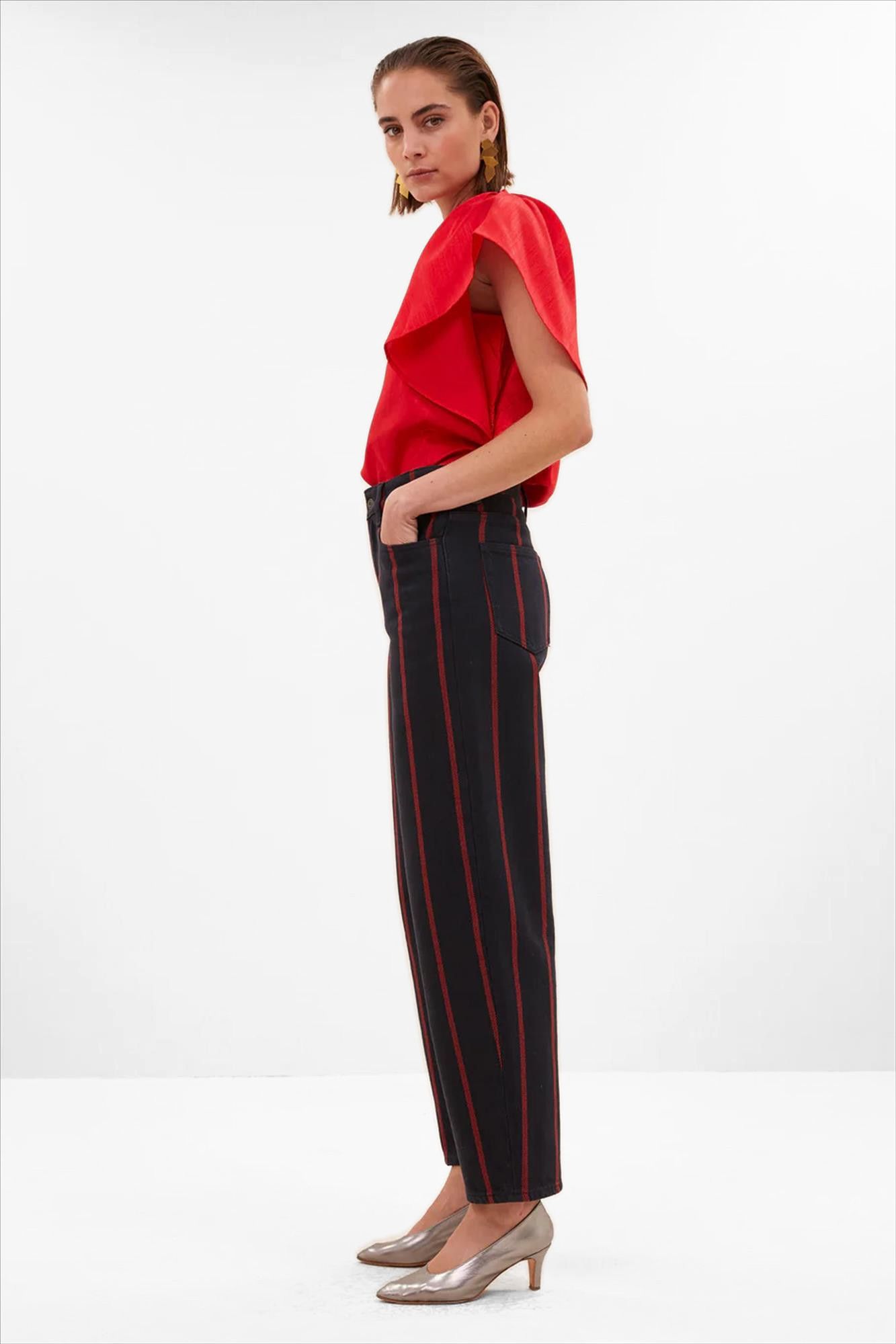 BY BAR - Zwart-Rode Lew Rocky jeans