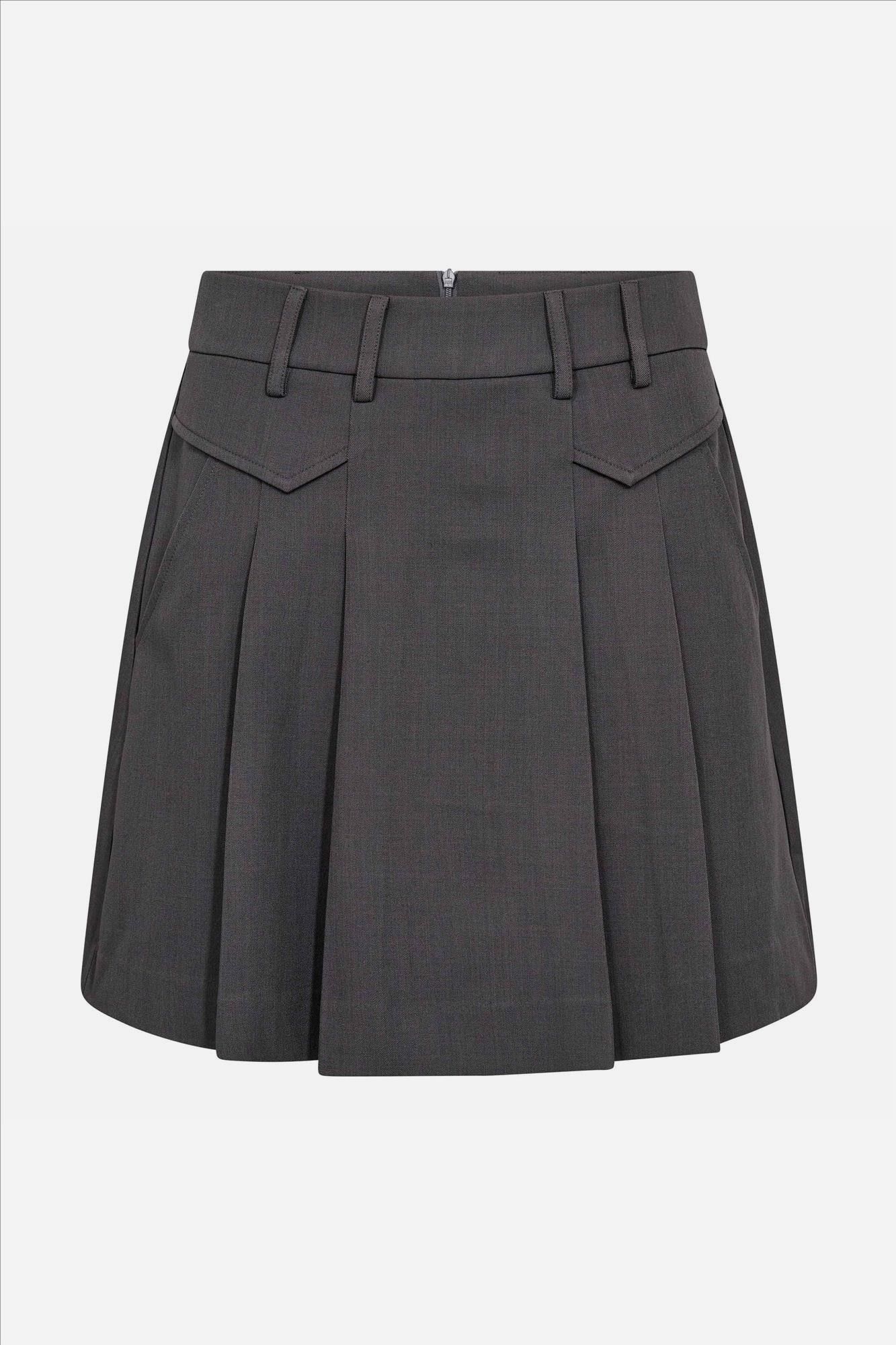 CO'COUTURE - Donkergrijze Luna Pocket Pleat rok