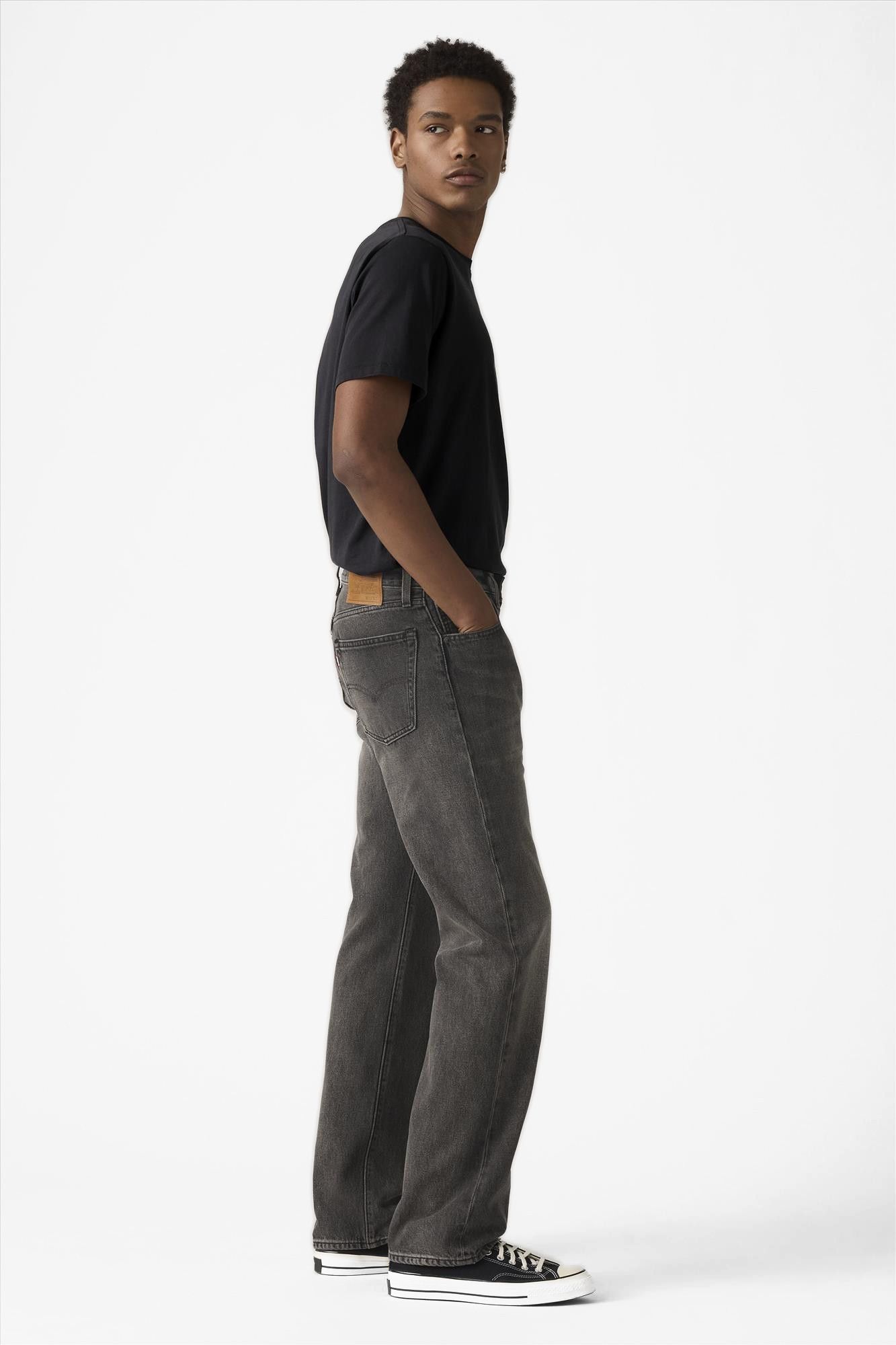 Levi's - Donkergrijze 555 relaxed straight jeans