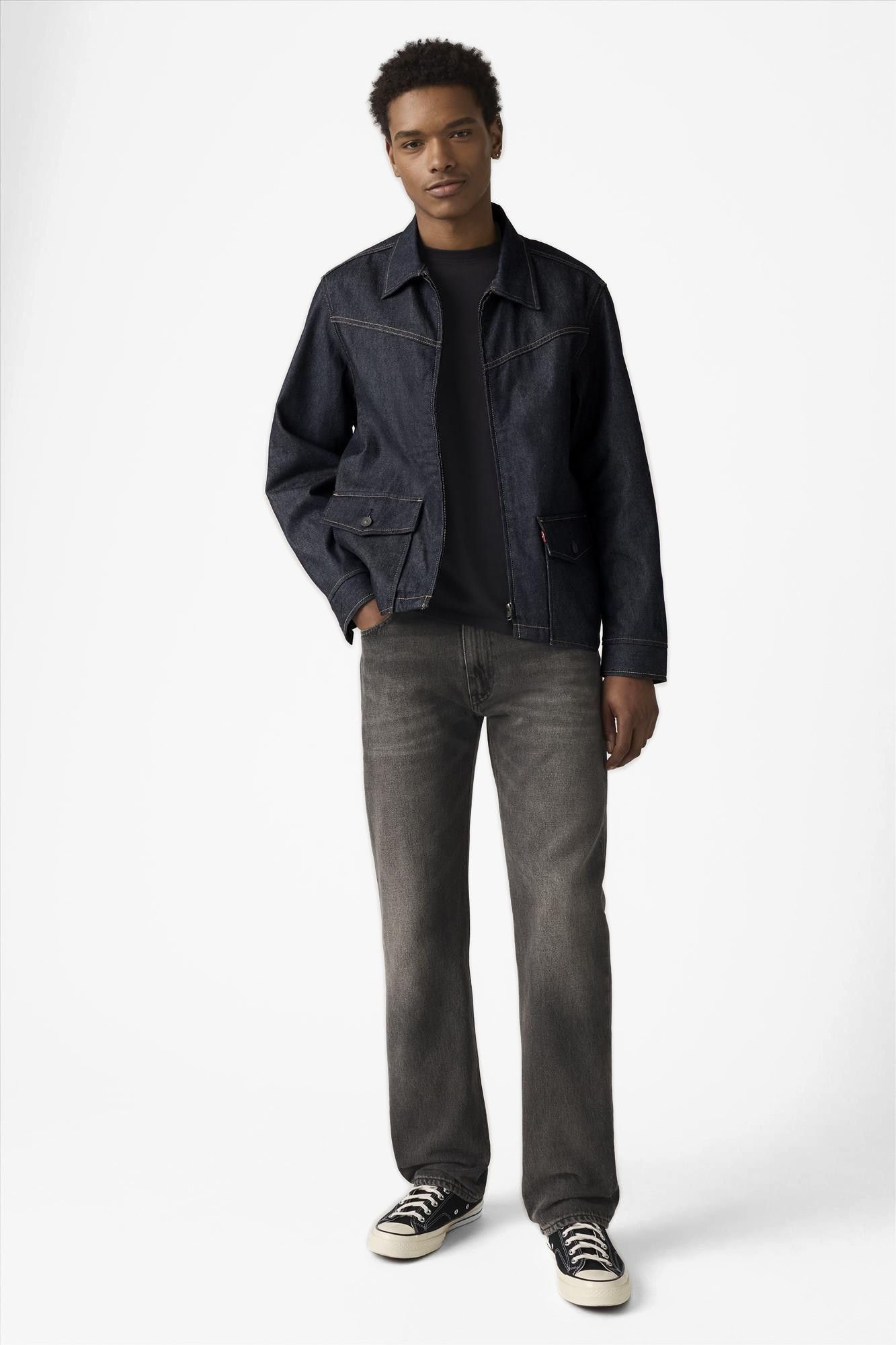 Levi's - Donkergrijze 555 relaxed straight jeans