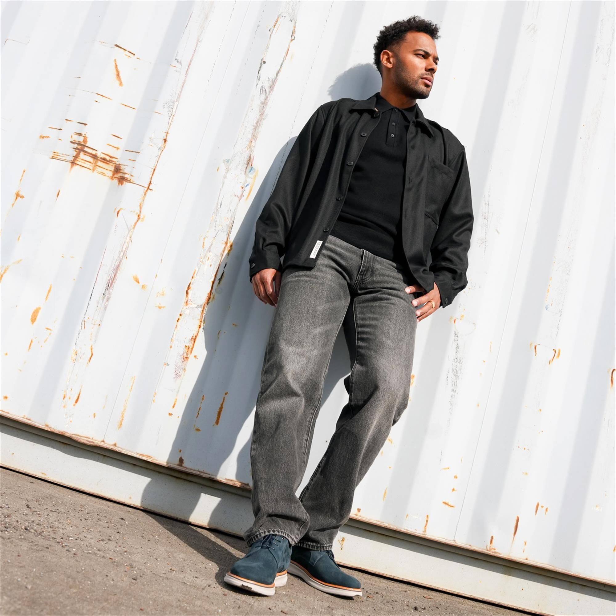 Levi's - Donkergrijze 555 relaxed straight jeans