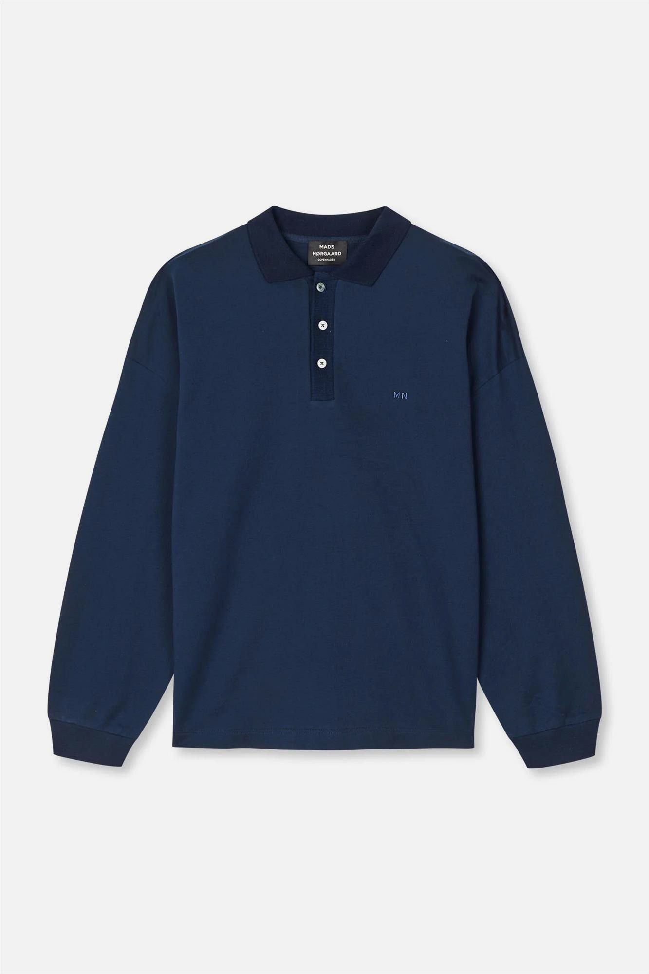MADS NORGAARD - Donkerblauwe Light Terry polosweater