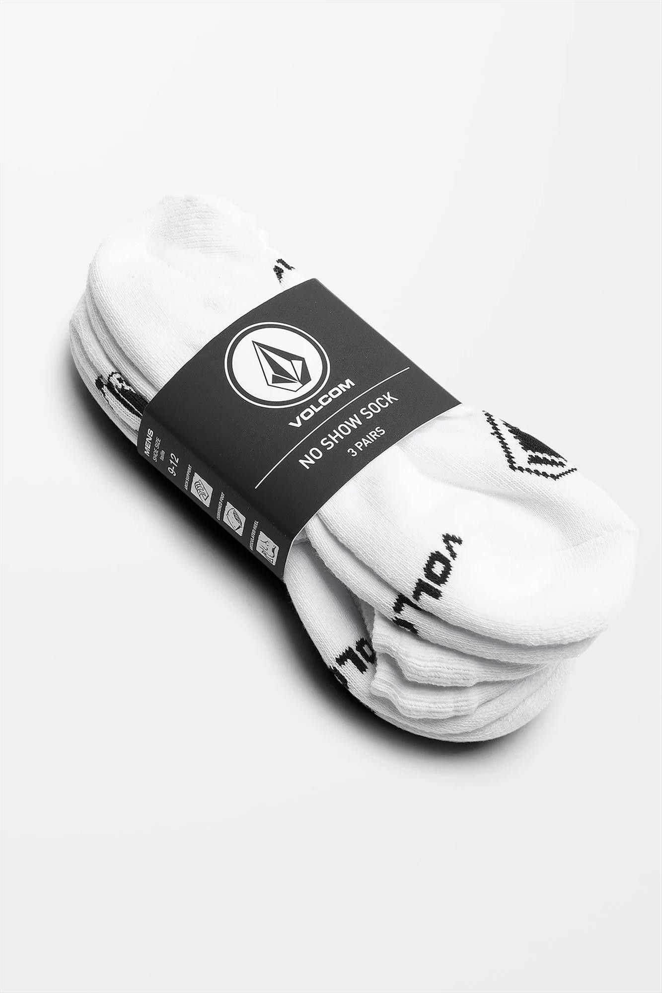 Volcom - Witte Multipack Stones sneakersokken, maat: 42-47