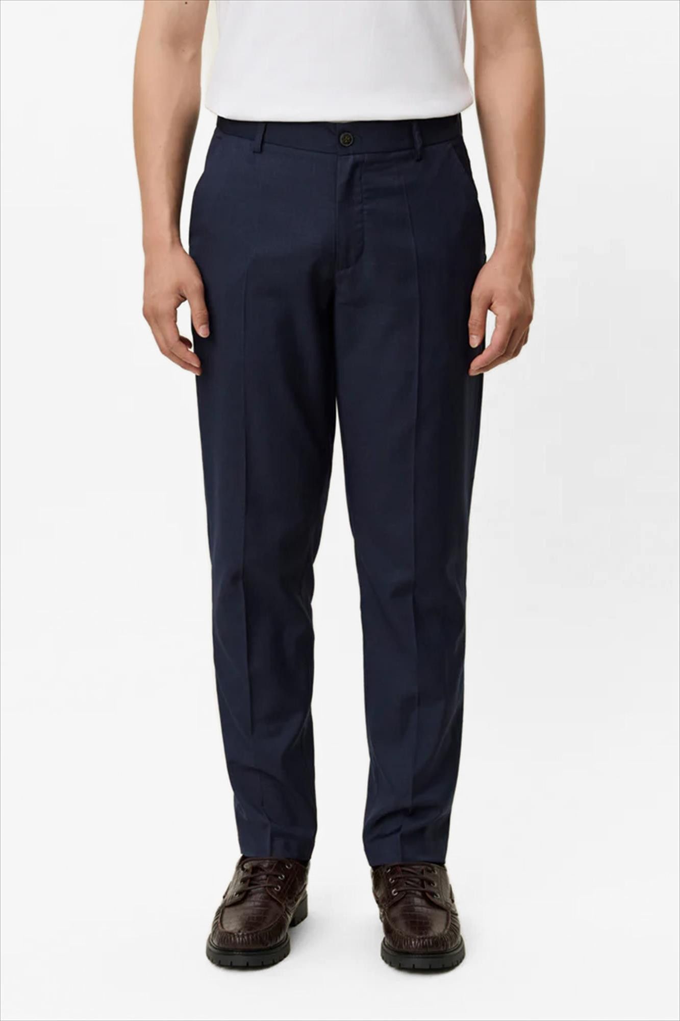 LES DEUX  - Donkerblauwe Como Reg Light Wool kostuumbroek