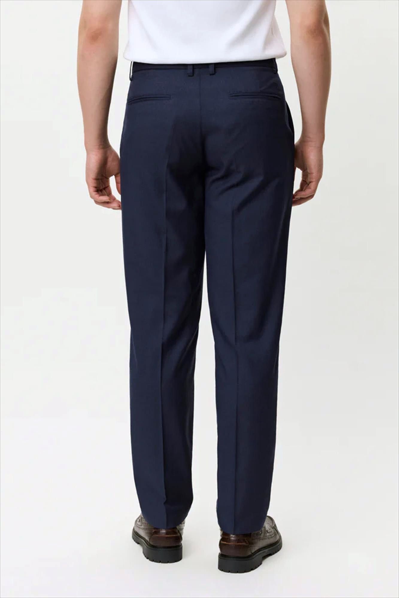 LES DEUX  - Donkerblauwe Como Reg Light Wool kostuumbroek