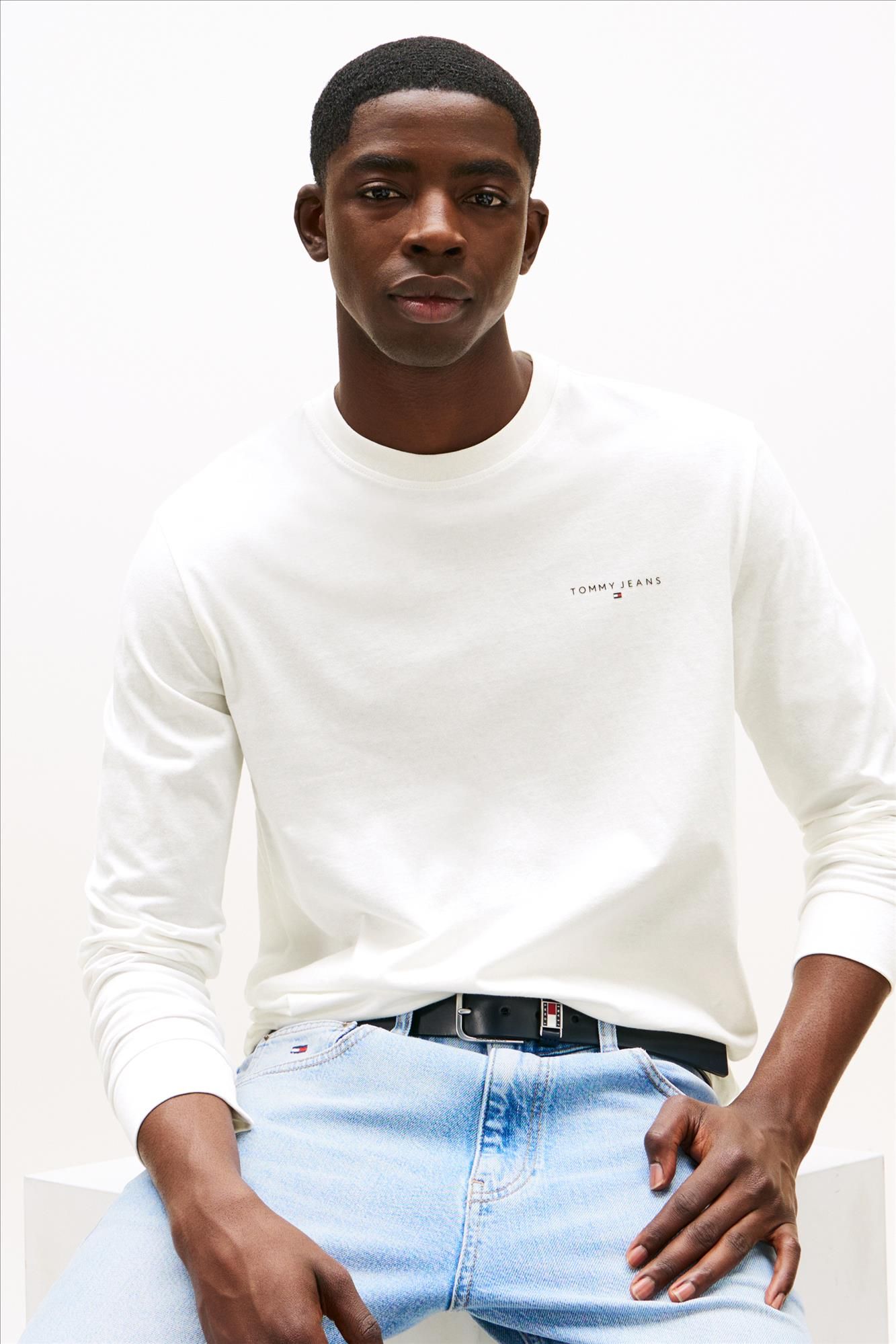 Tommy Jeans - Witte Linear slim longsleeve