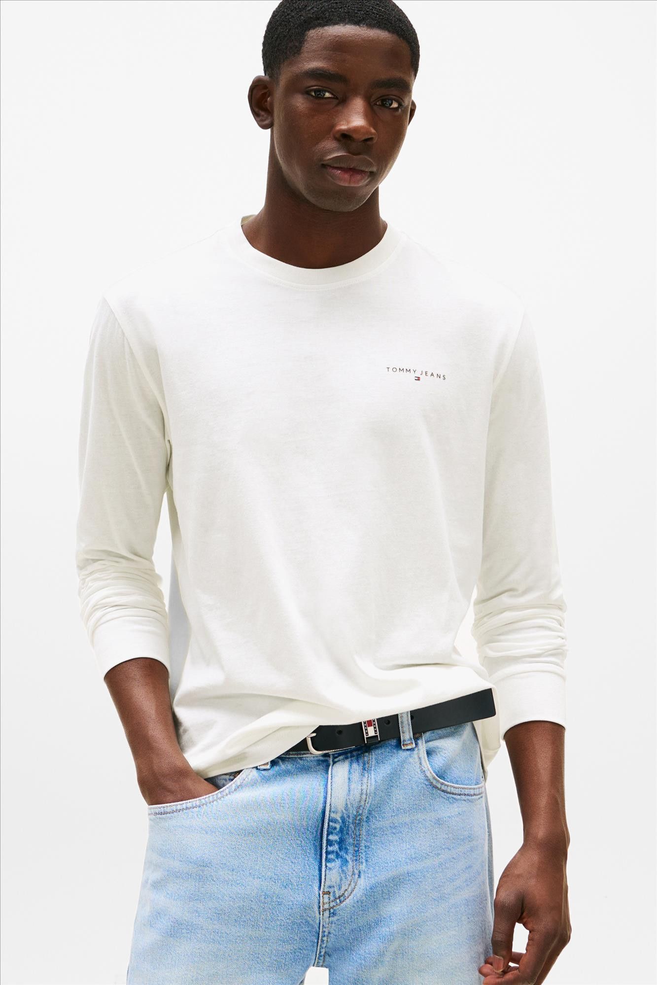 Tommy Jeans - Witte Linear slim longsleeve