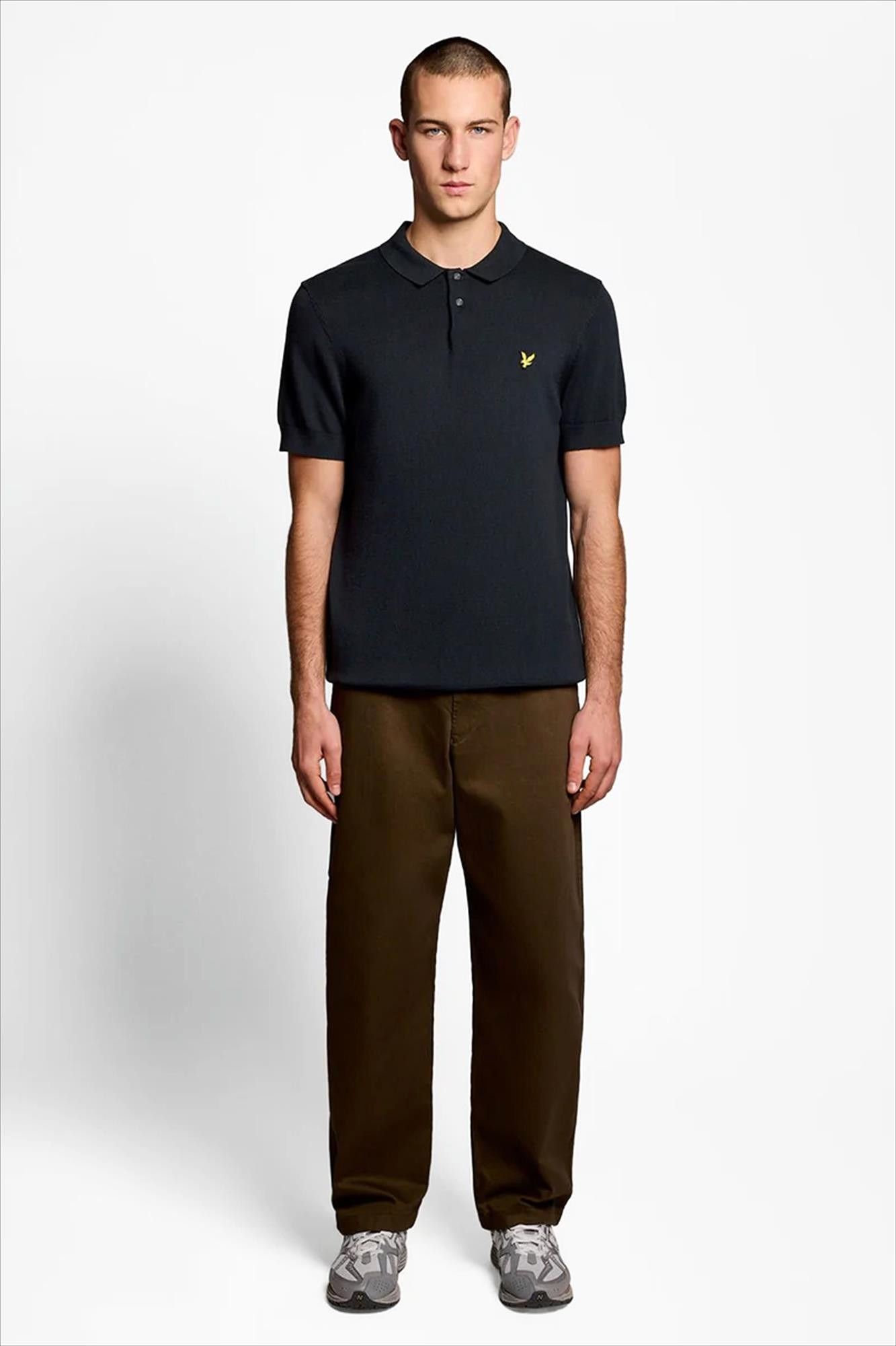 Lyle & Scott - Donkerblauwe Short Sleeve Knitted polo