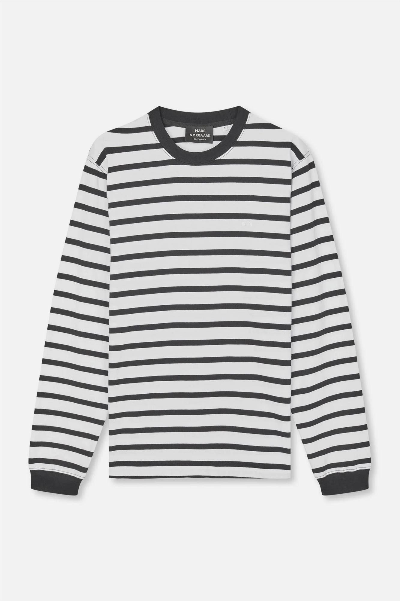 MADS NORGAARD - Wit-Zwarte Stripe Frode longsleeve