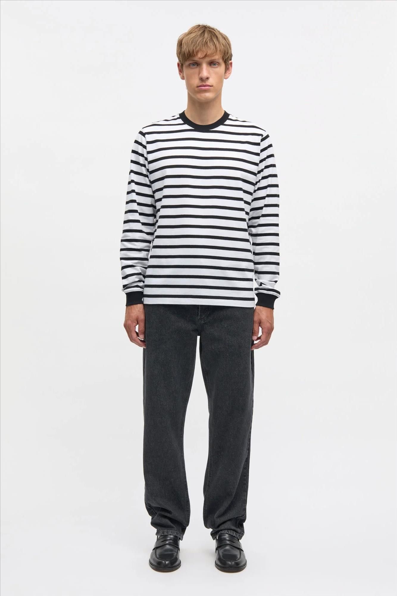 MADS NORGAARD - Wit-Zwarte Stripe Frode longsleeve