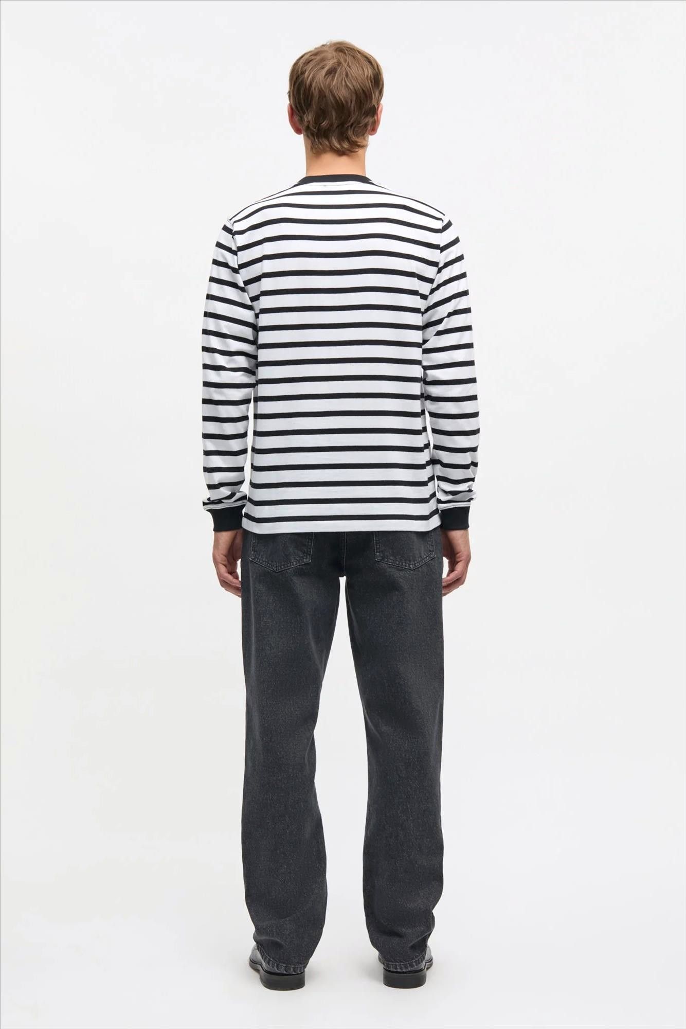 MADS NORGAARD - Wit-Zwarte Stripe Frode longsleeve
