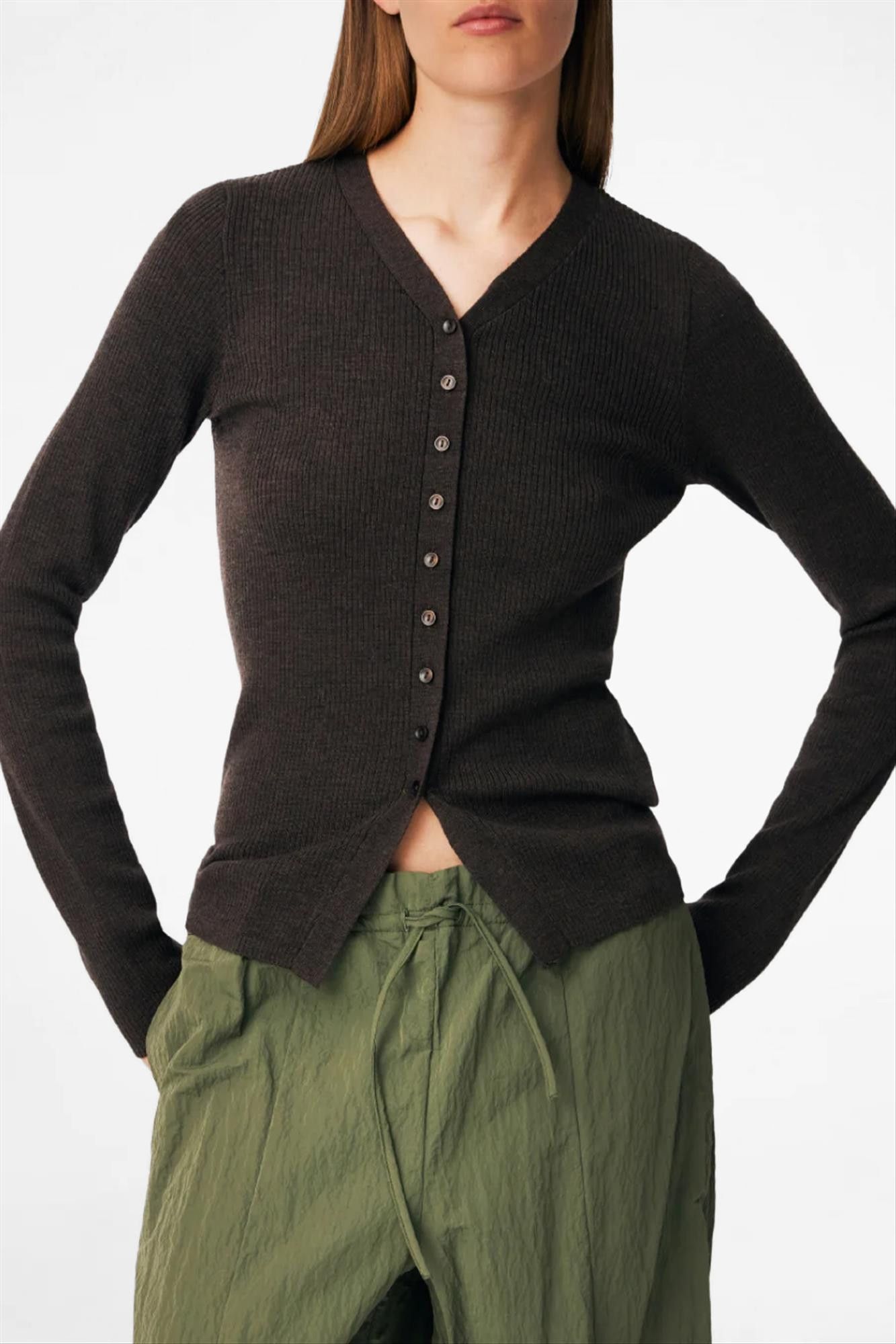 Modström - Bruin geribd Hirokimd cardigan