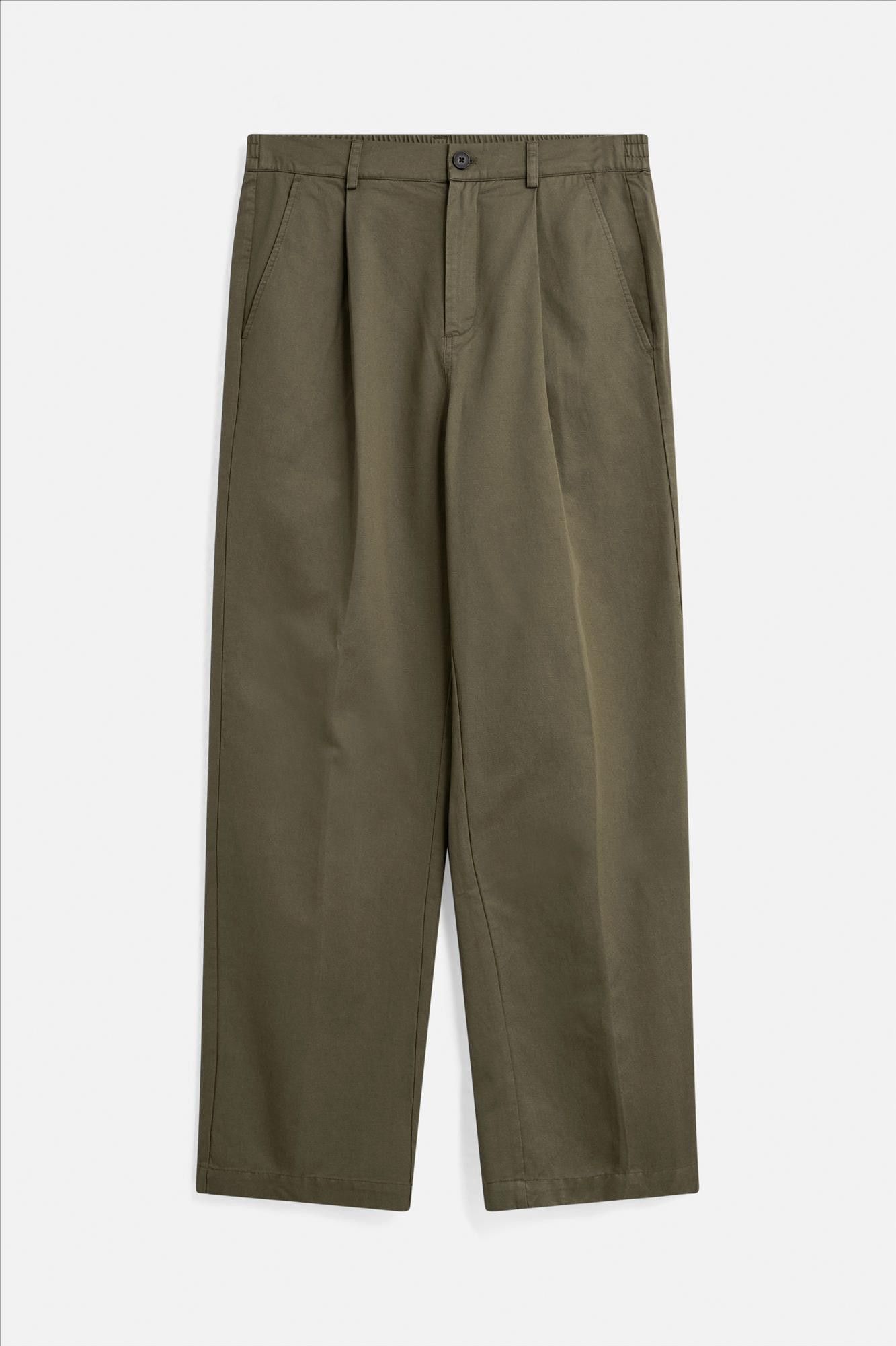Minimum - Olijfgroene Tucker relaxed broek