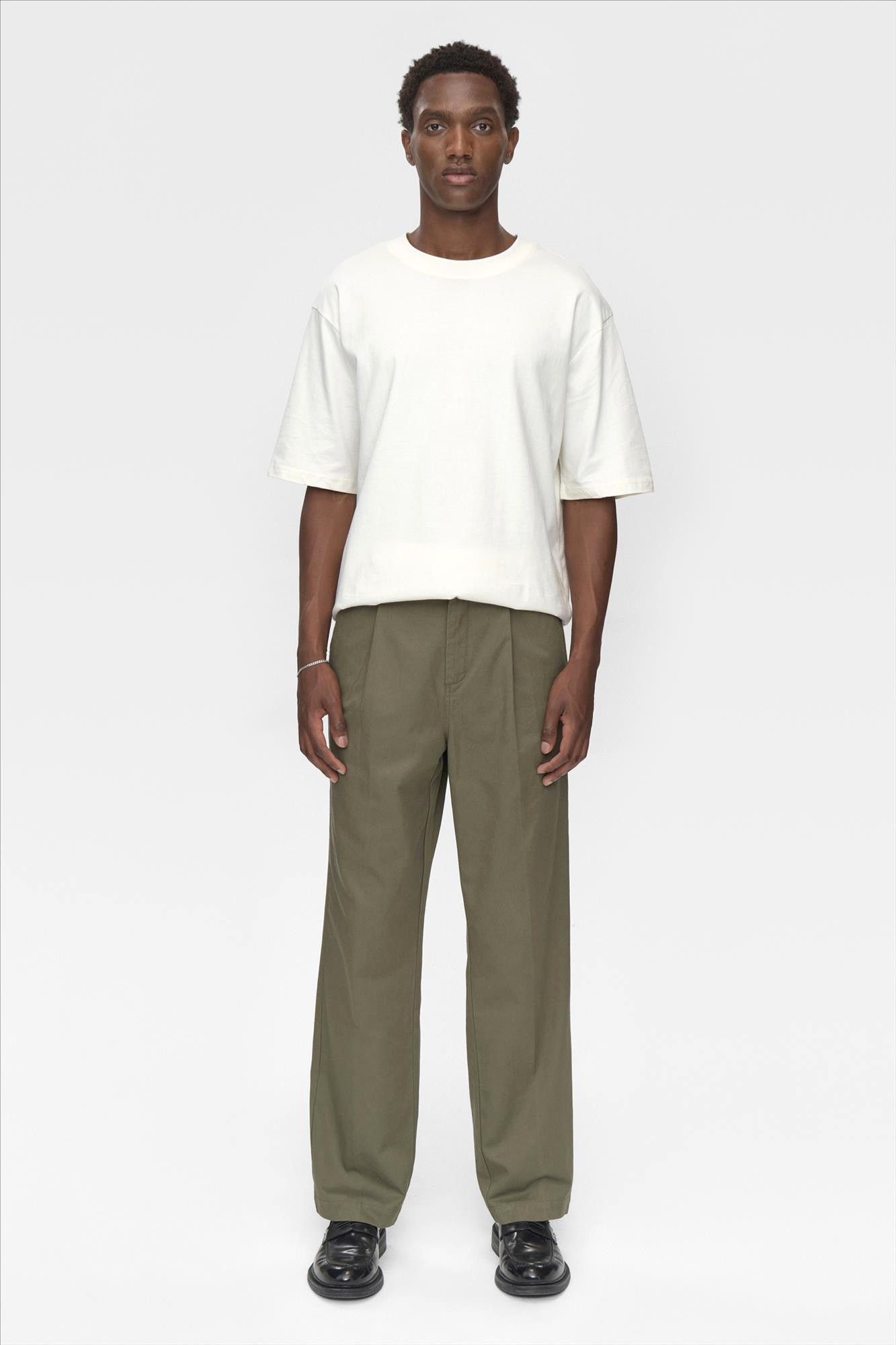 Minimum - Olijfgroene Tucker relaxed broek